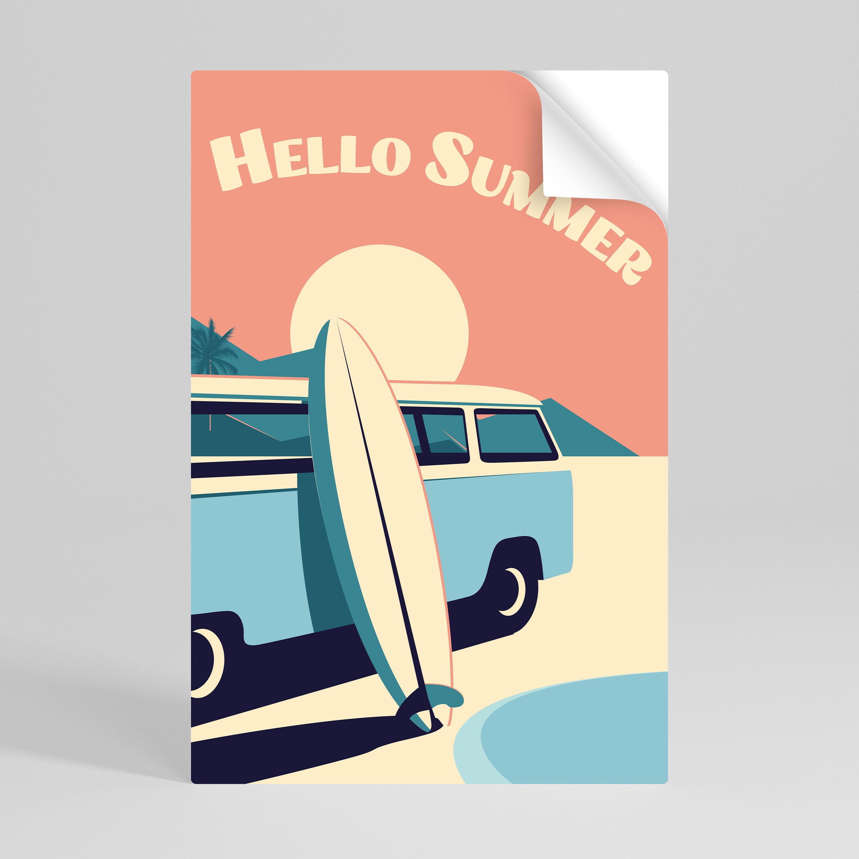 Affiche verticale autocollante HELLO SUMMER