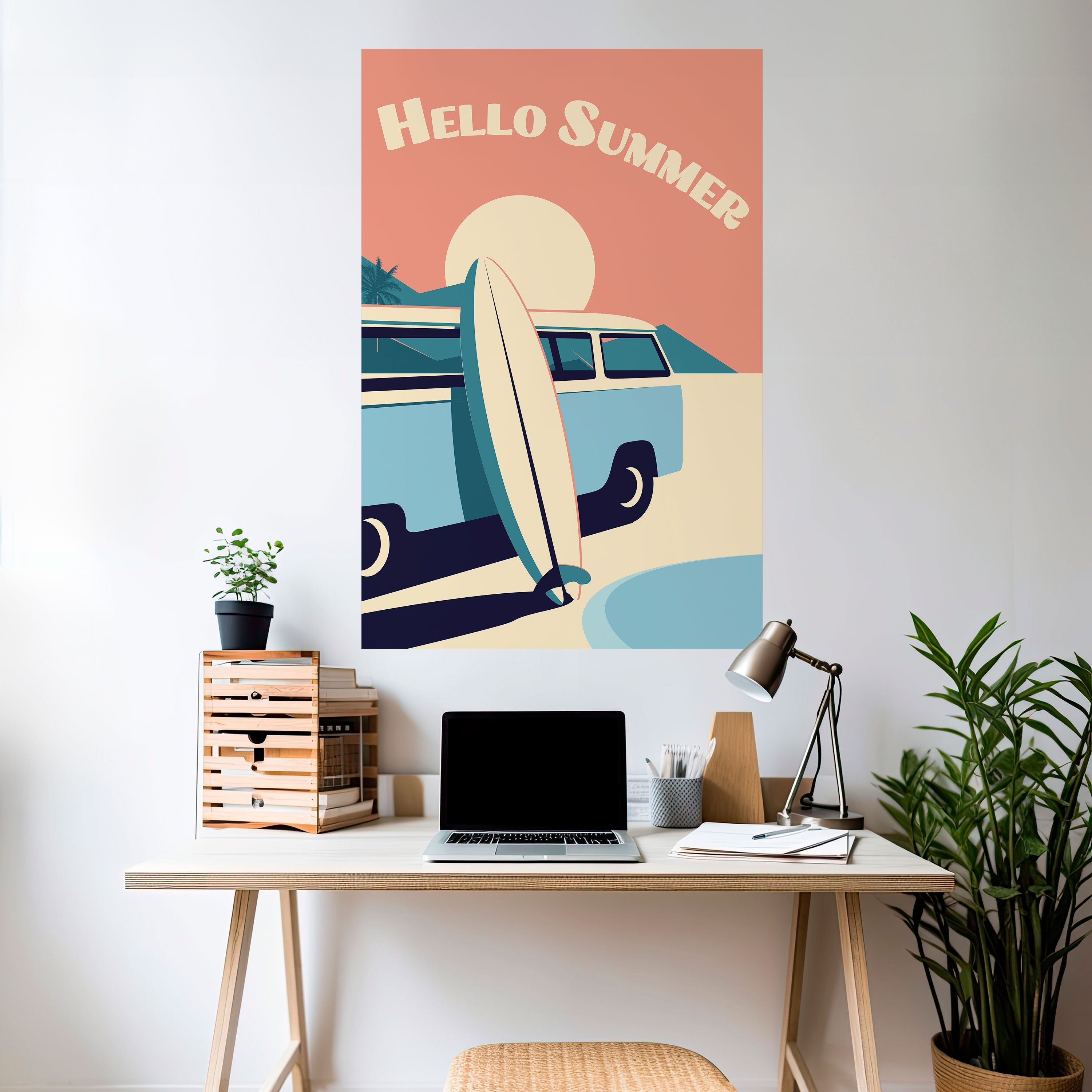 Affiche verticale autocollante HELLO SUMMER