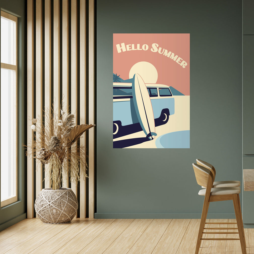 Affiche verticale autocollante HELLO SUMMER