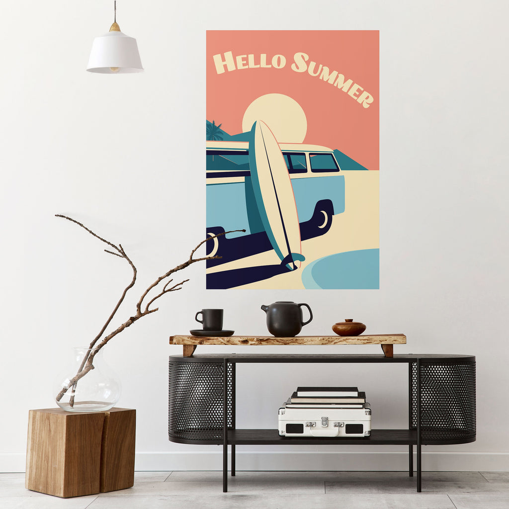 Affiche verticale autocollante HELLO SUMMER
