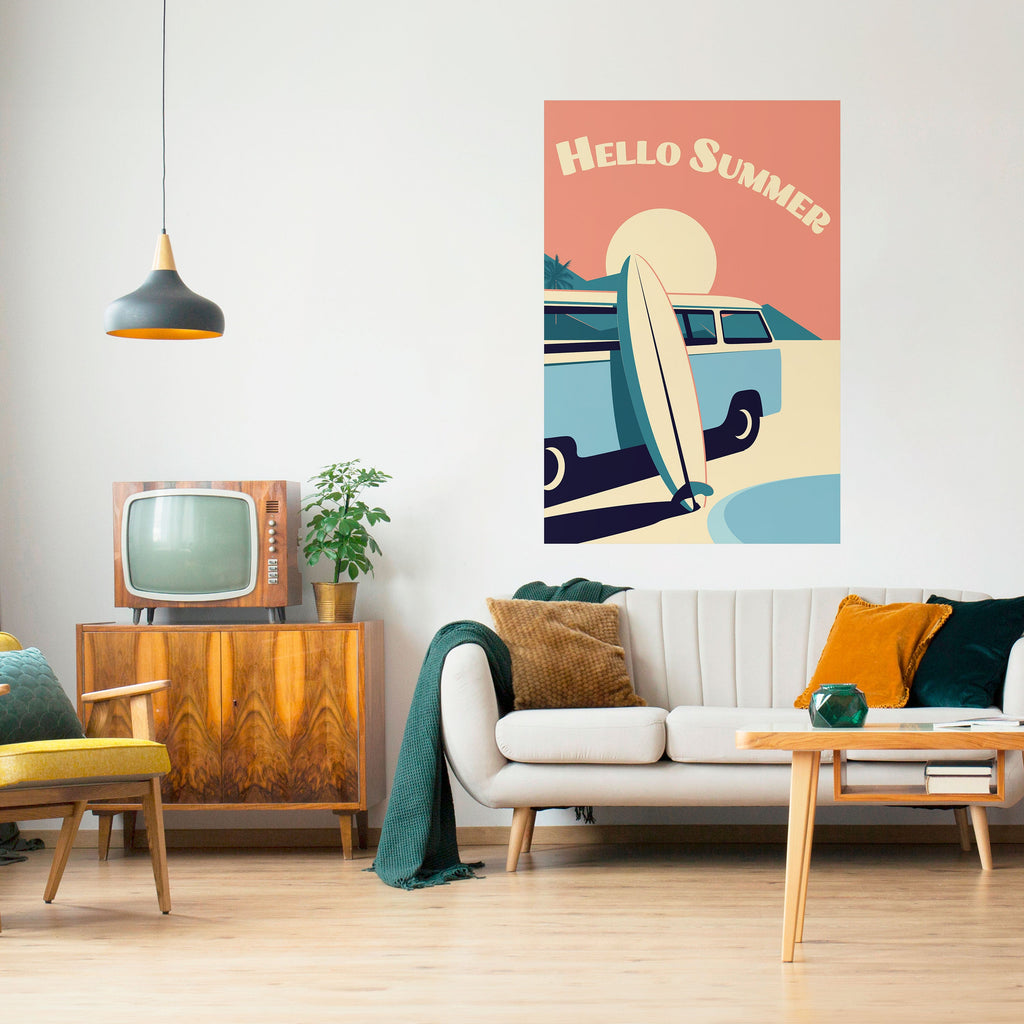 Affiche verticale autocollante HELLO SUMMER
