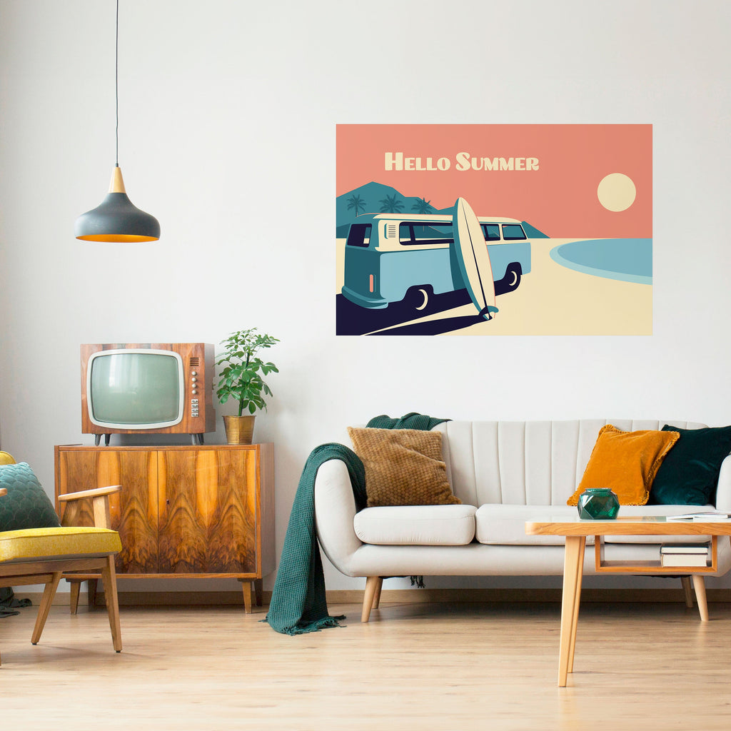 Affiche horizontale autocollante HELLO SUMMER