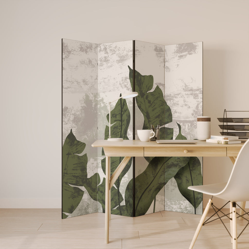 Cloison de séparation décorative à 4 panneaux LEAF ECHO