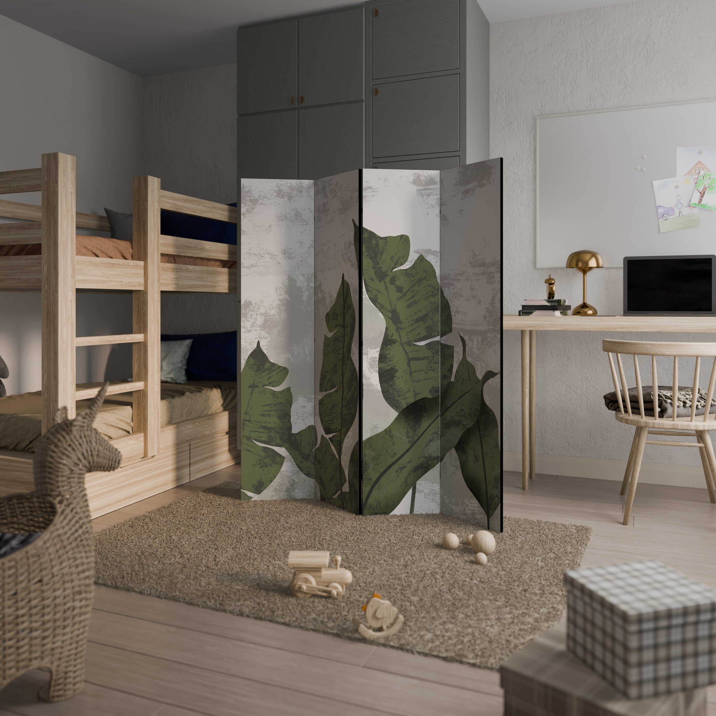 Cloison de séparation décorative à 4 panneaux LEAF ECHO