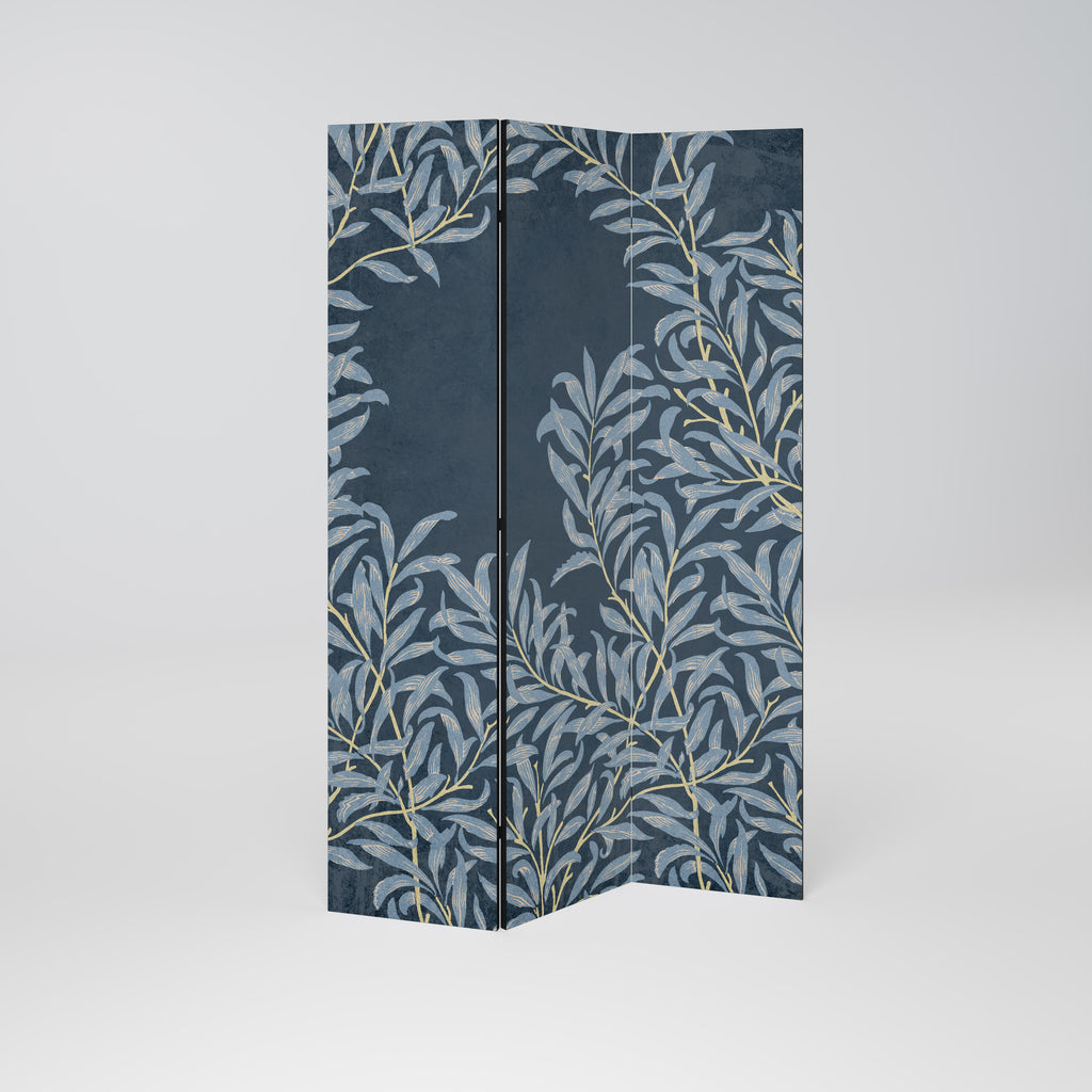 BLUE LEAVES 3-Panel Room Divider
