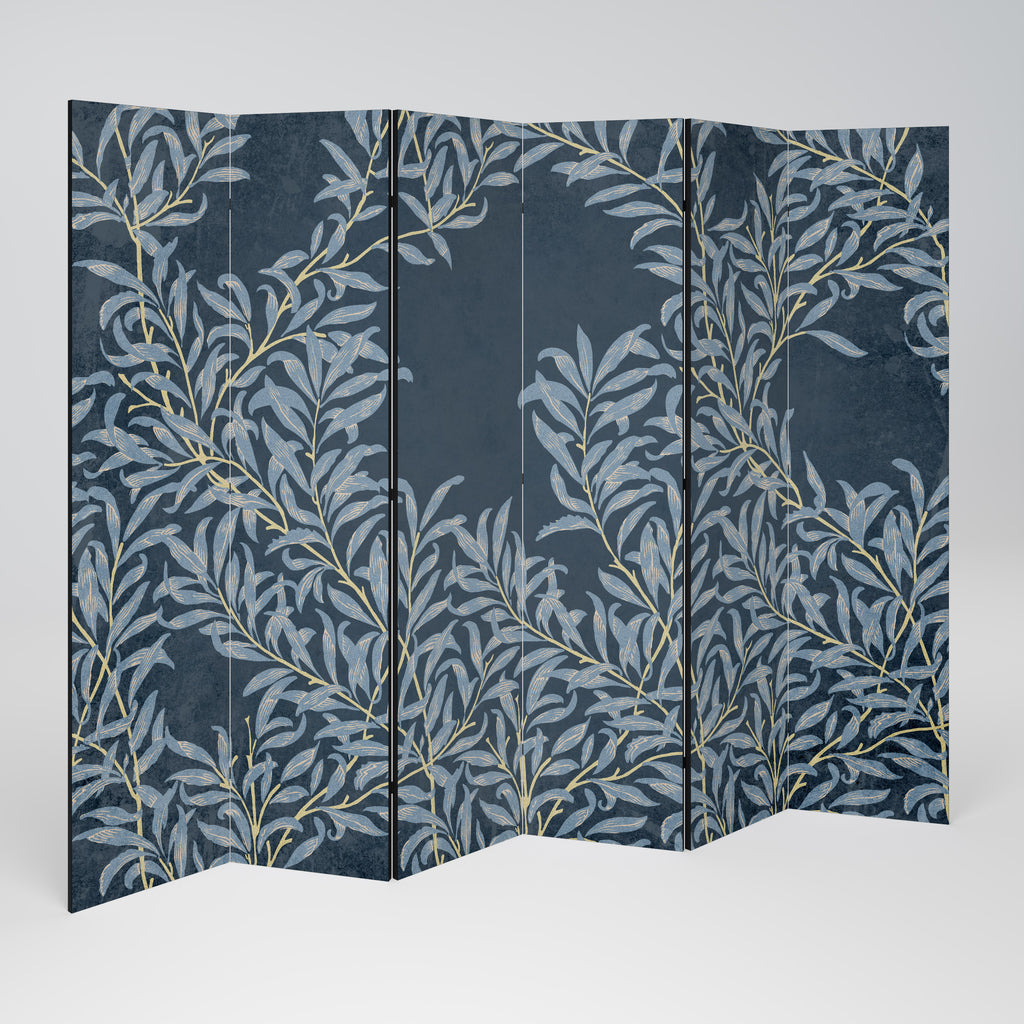 BLUE LEAVES 6-Panel Room Divider