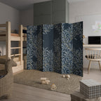 BLUE LEAVES 6-Panel Room Divider