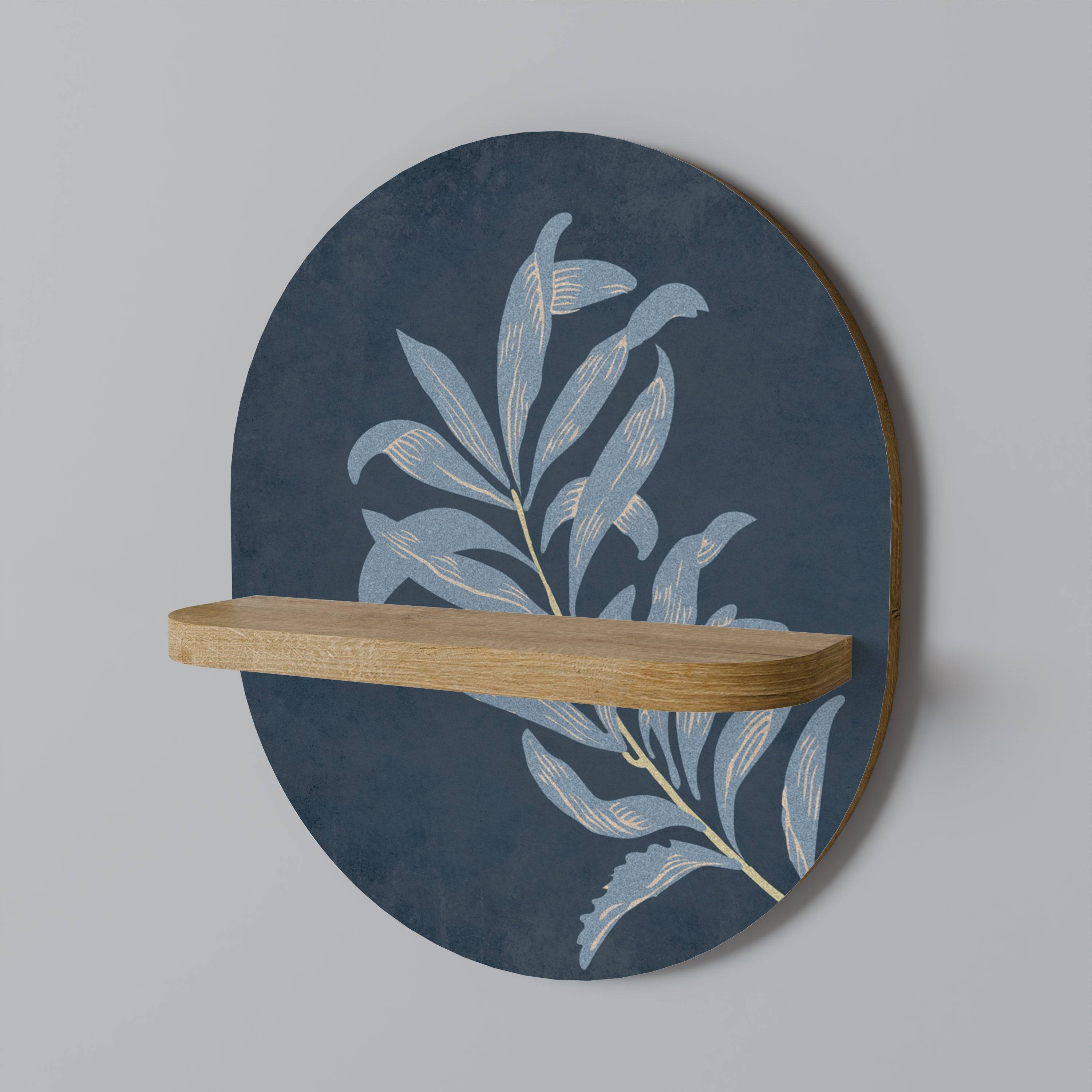 Étagère d'art ovale SHADOW BRANCH effet chêne