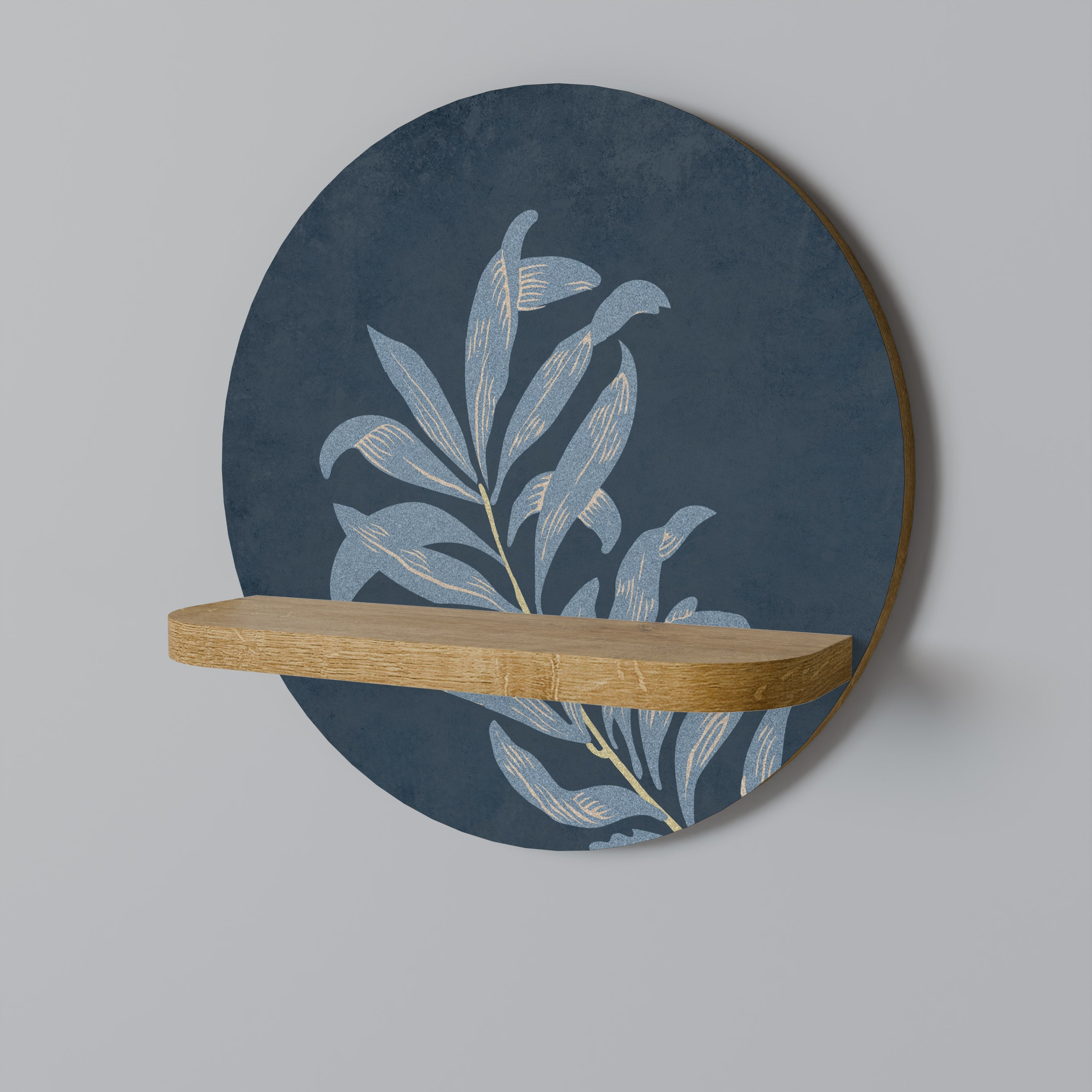 Étagère d'art ronde SHADOW BRANCH effet chêne