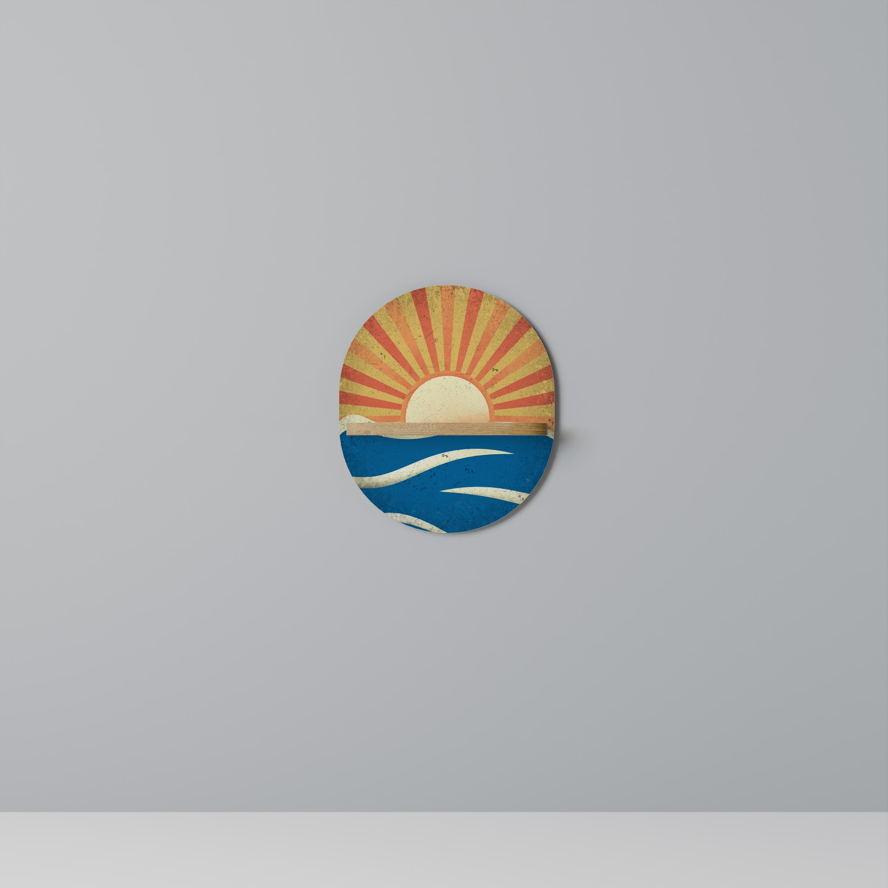 Étagère d'art ovale SUNNY SLIDE effet chêne