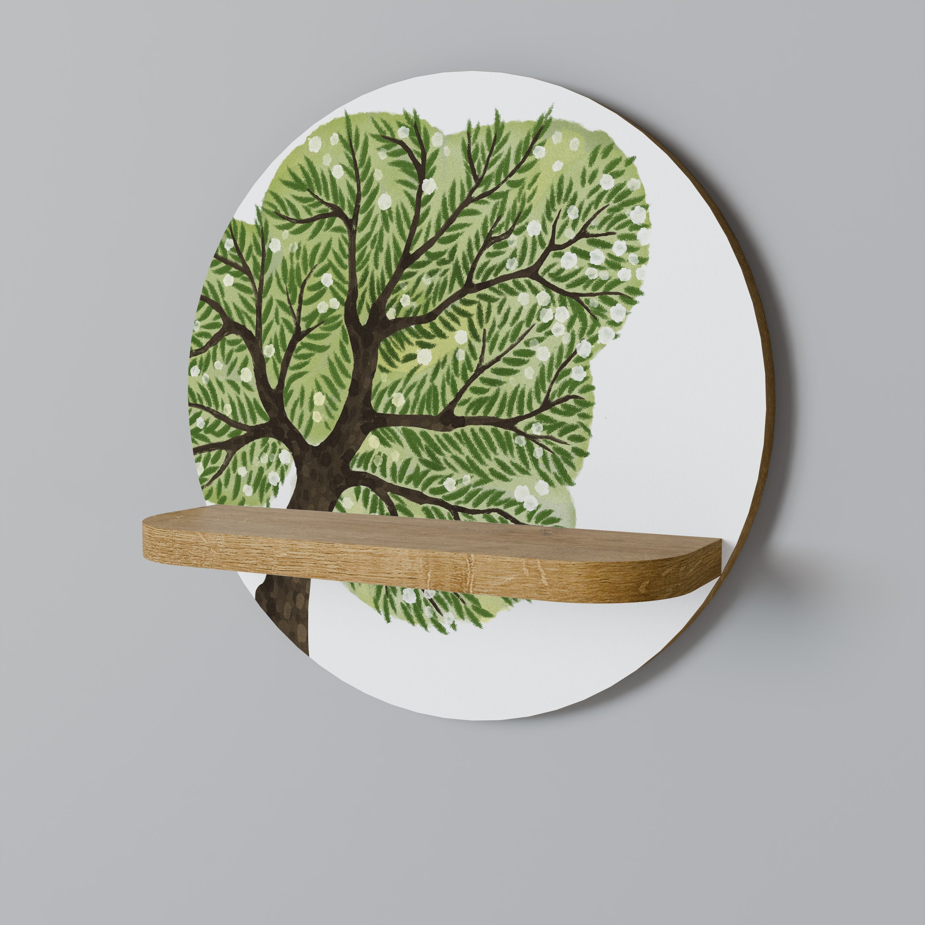 Étagère d'art ronde WILDERNESS DASH effet chêne