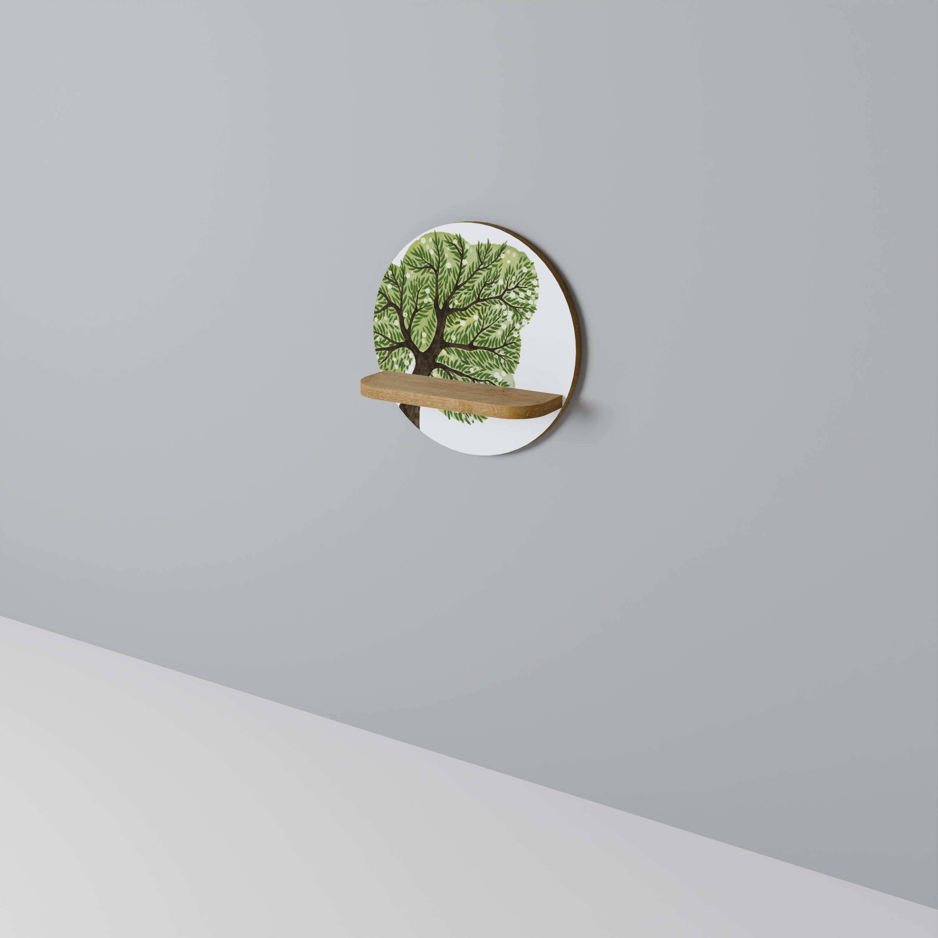 Étagère d'art ronde WILDERNESS DASH effet chêne