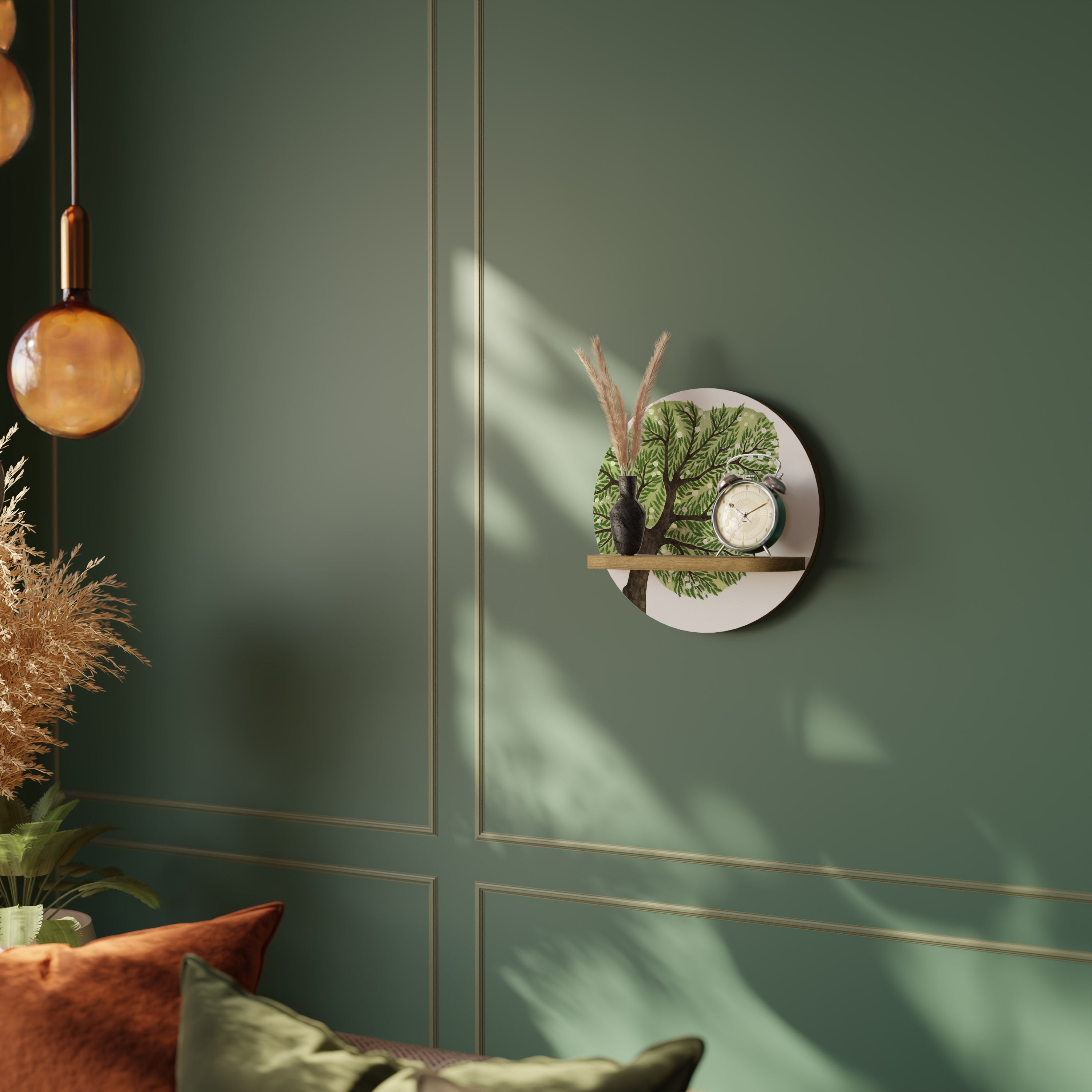 Étagère d'art ronde WILDERNESS DASH effet chêne