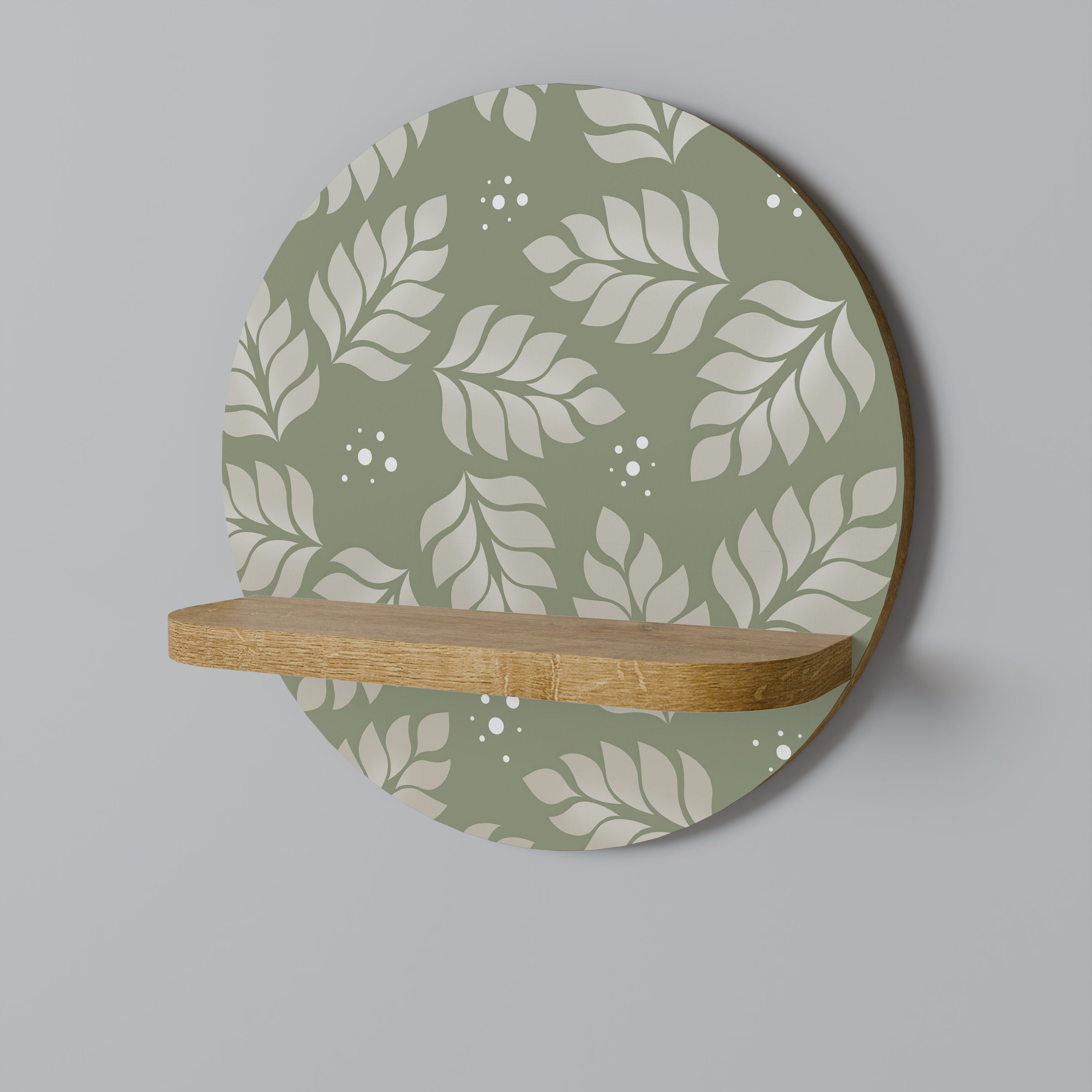 Étagère ronde LEAVES ON GREEN effet chêne