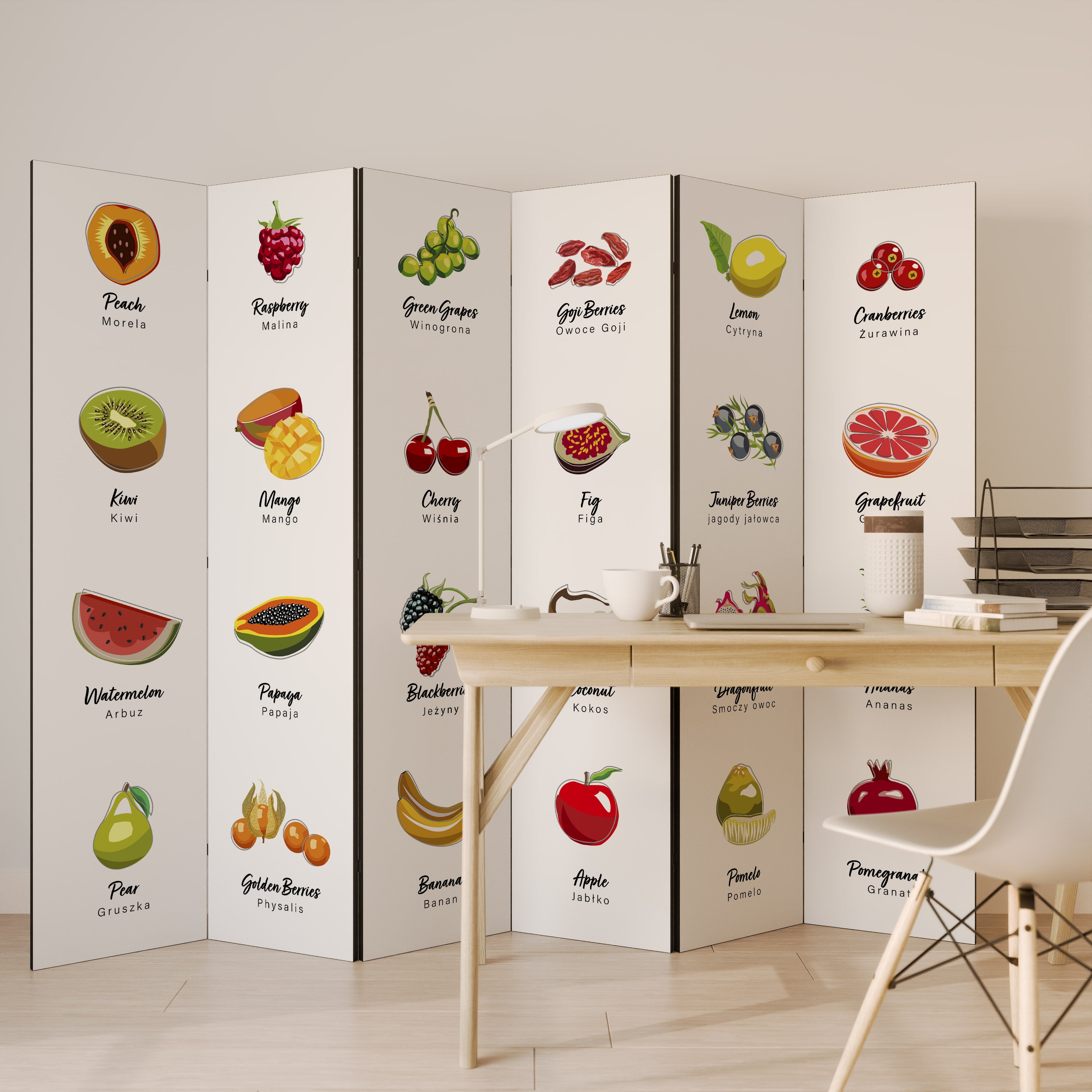 FRUIT LESSON 6-Panel Room Divider