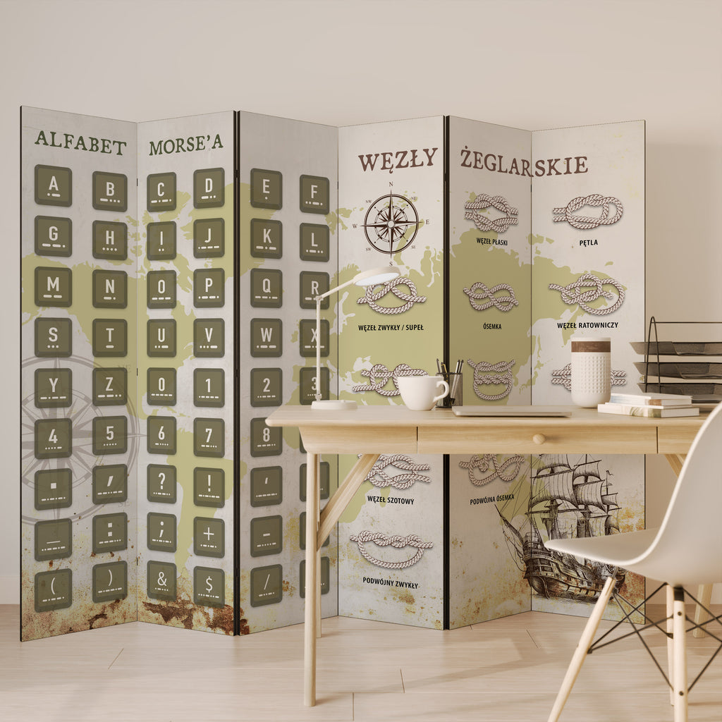 MORSE AND KNOTS 6-Panel Room Divider