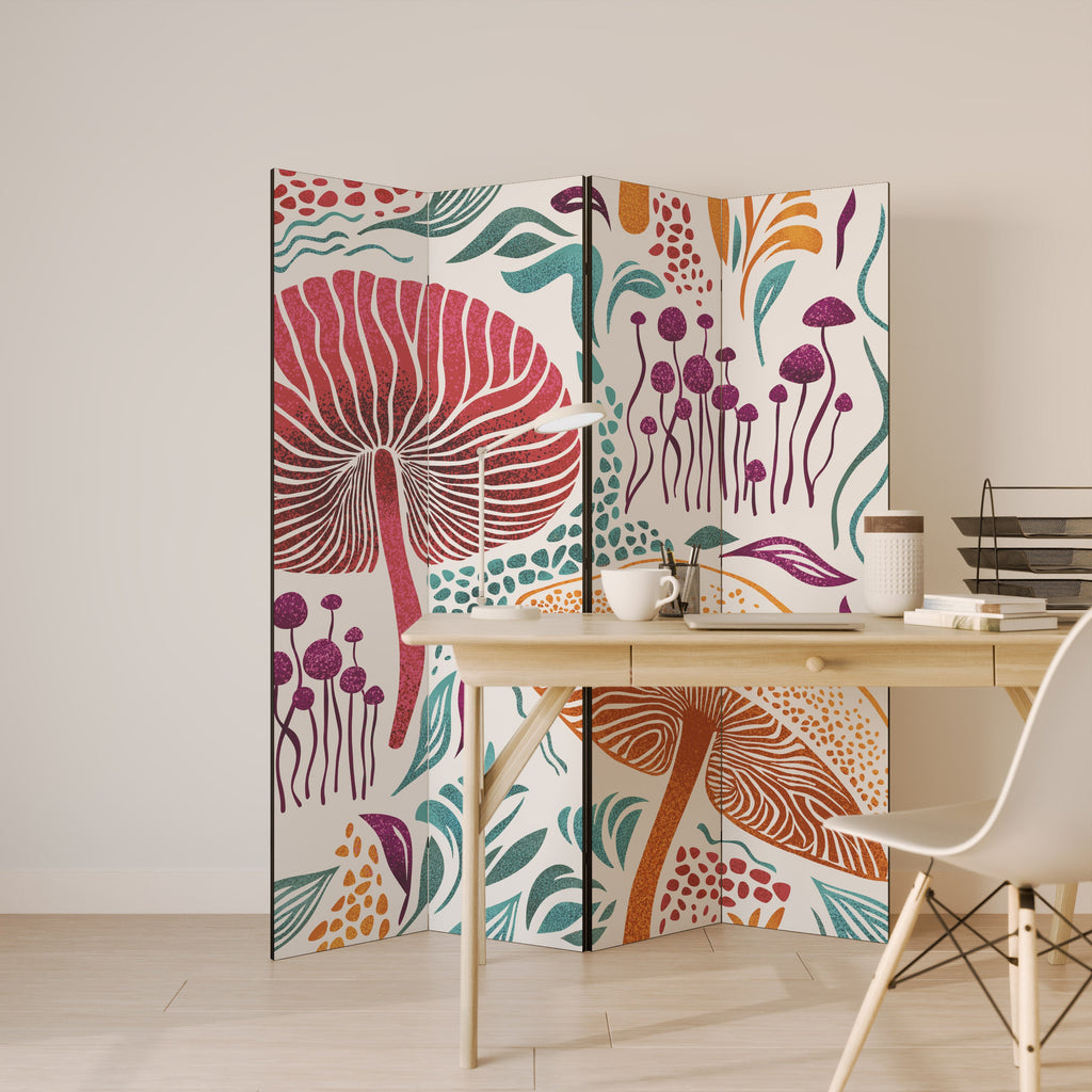 Cloison décorative à 4 panneaux FUNGUS FANTASY
