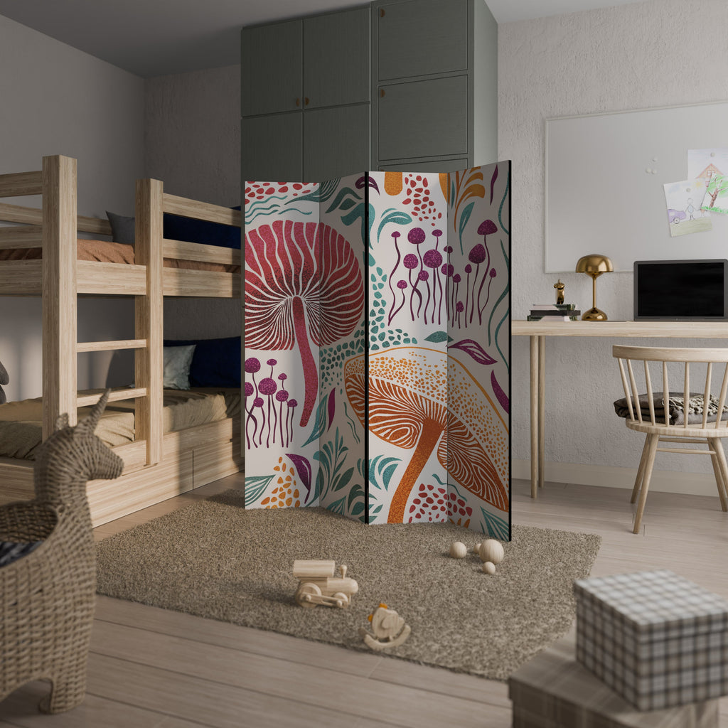 Cloison décorative à 4 panneaux FUNGUS FANTASY