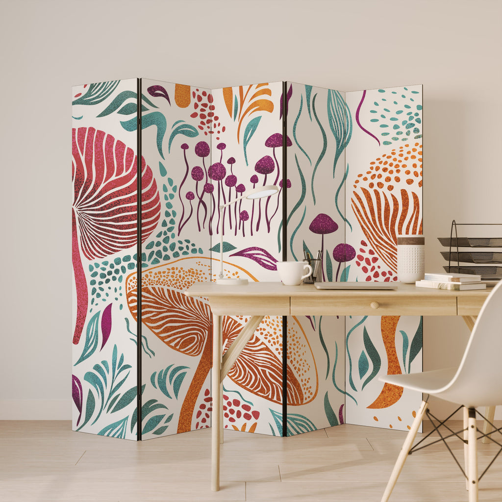 Cloison décorative à 5 panneaux FUNGUS FANTASY