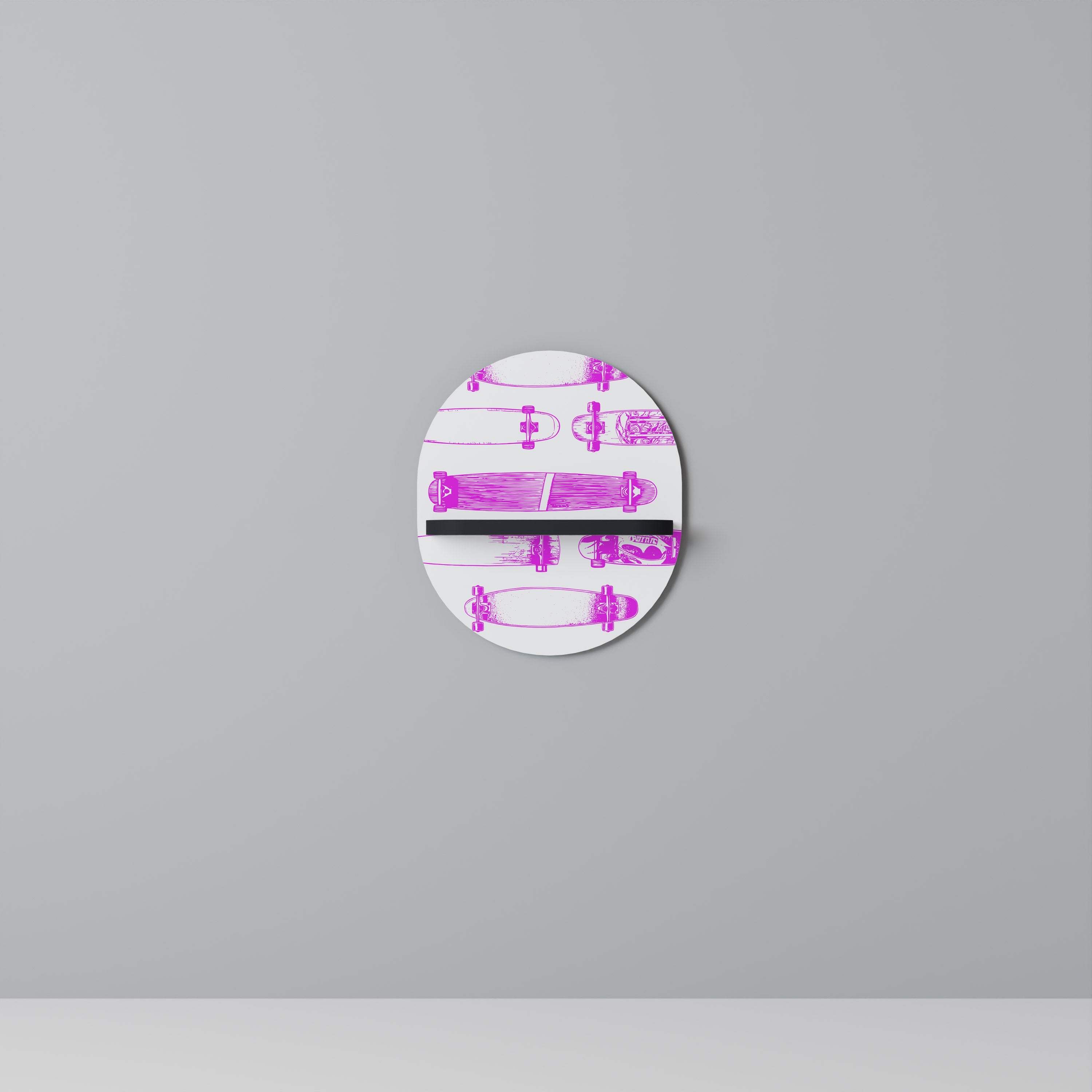 Étagère ovale pour œuvres d'art en finition noire.