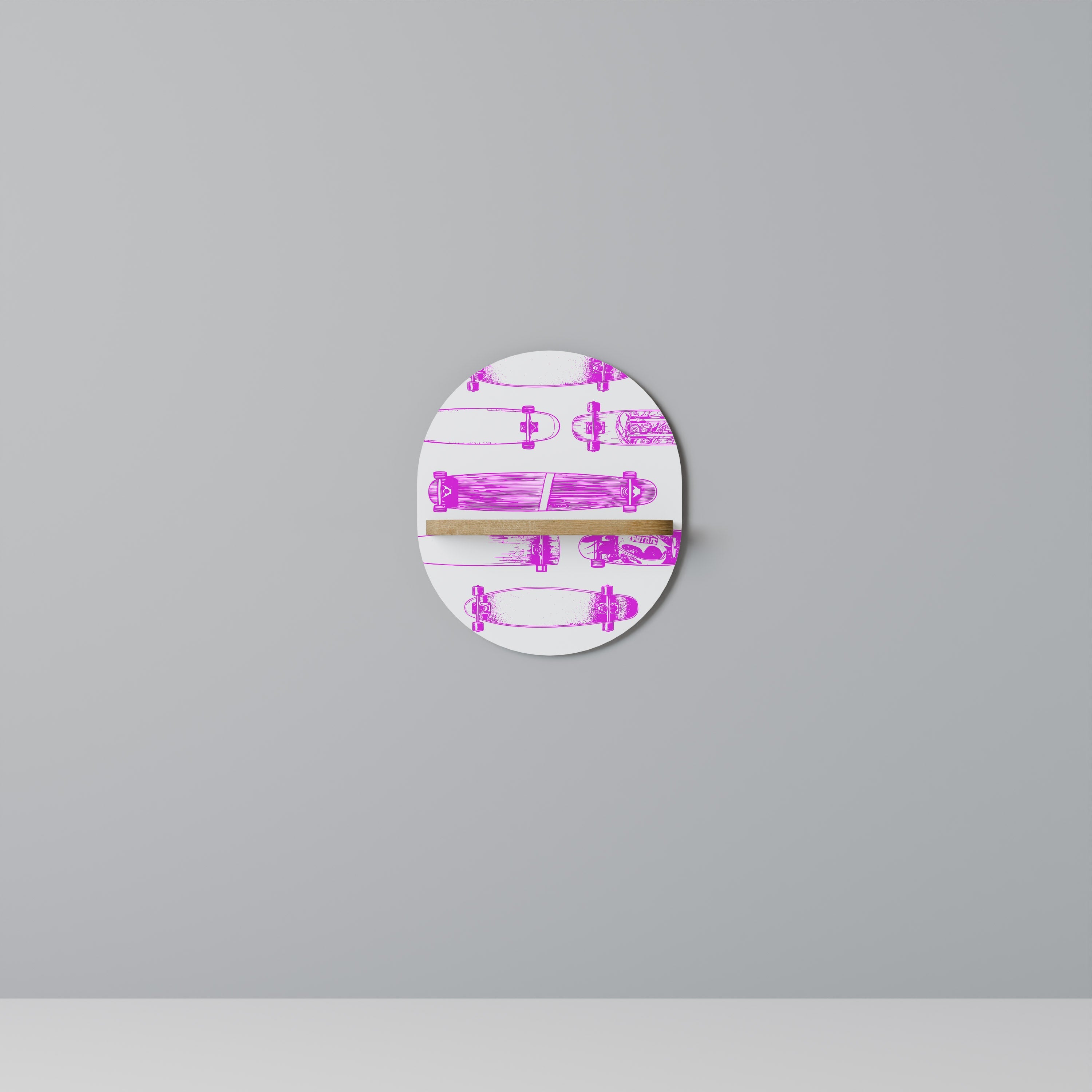 Étagère d'art ovale effet chêne SKATEBOARD SKETCH