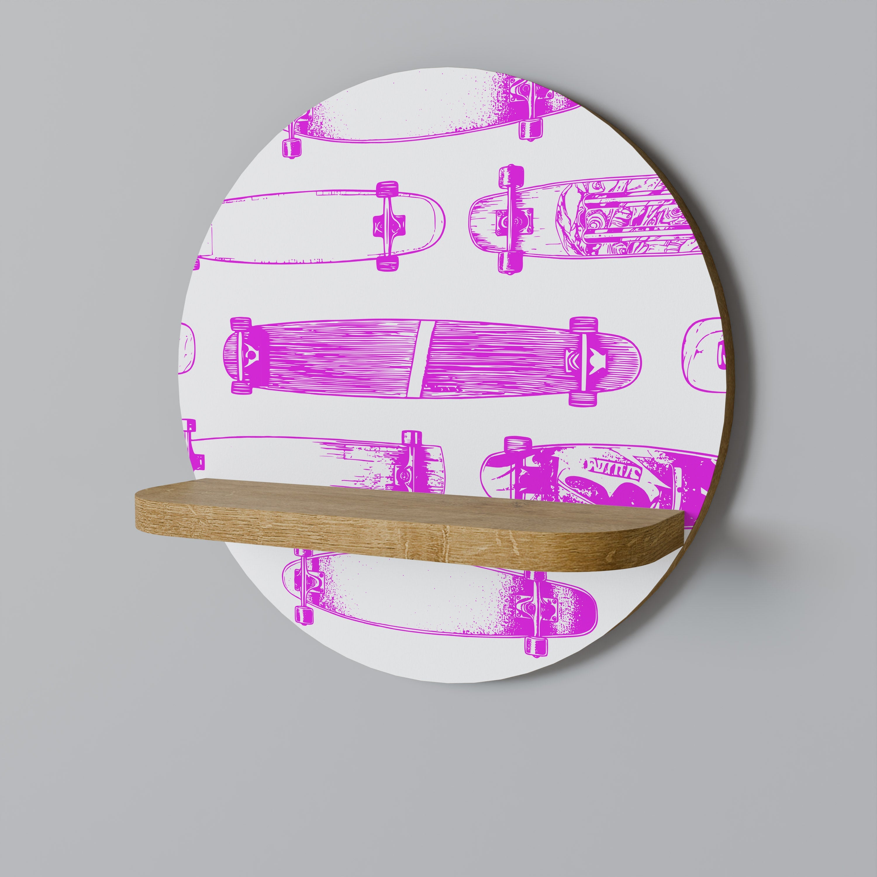 Étagère ronde effet chêne SKATEBOARD SKETCH