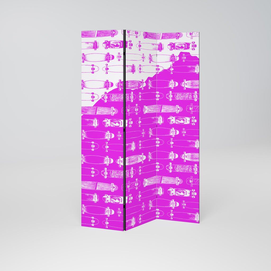 SKATEBOARD MAGENTA 3-Panel Room Divider