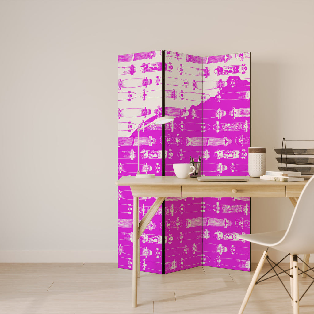 SKATEBOARD MAGENTA 3-Panel Room Divider