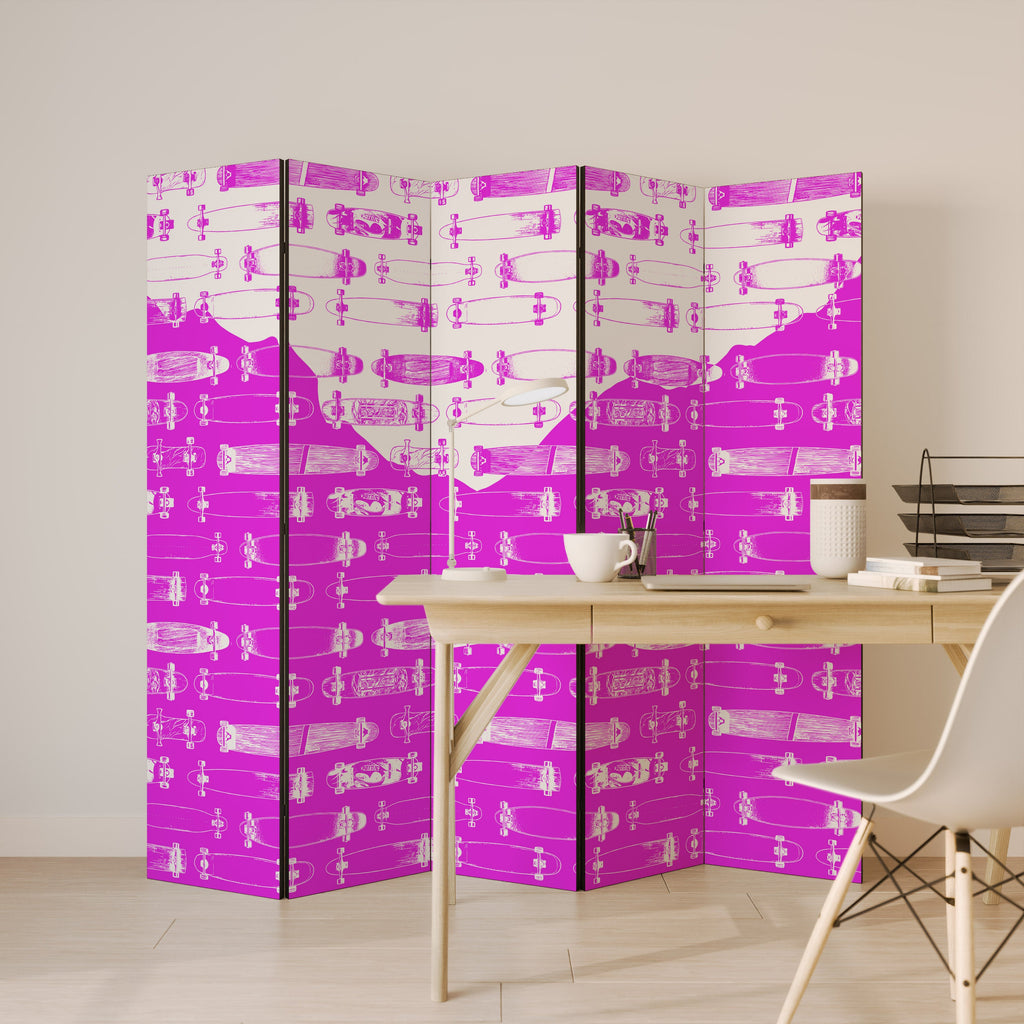 SKATEBOARD MAGENTA Paravent décoratif à 5 panneaux