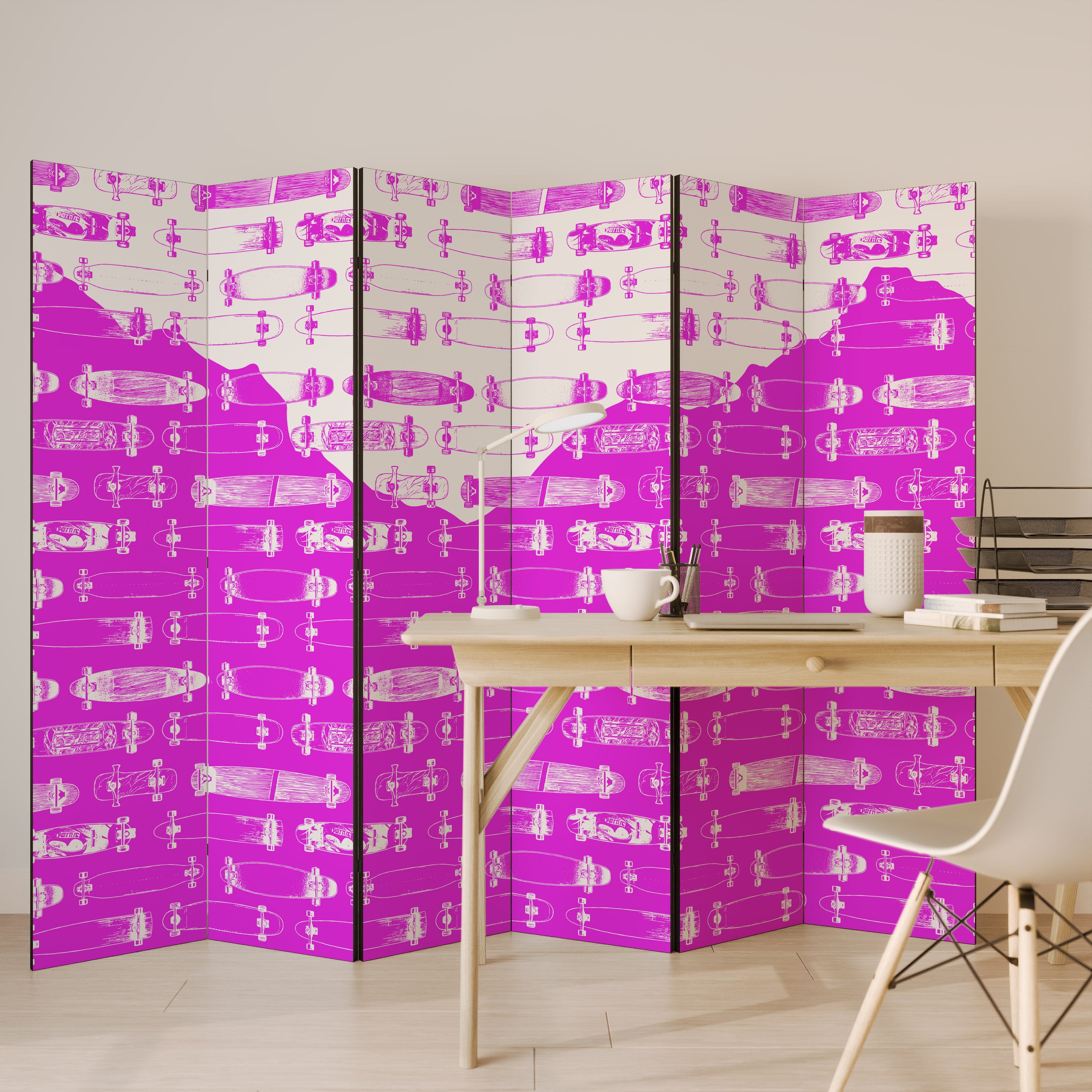 SKATEBOARD MAGENTA 6-Panel Room Divider