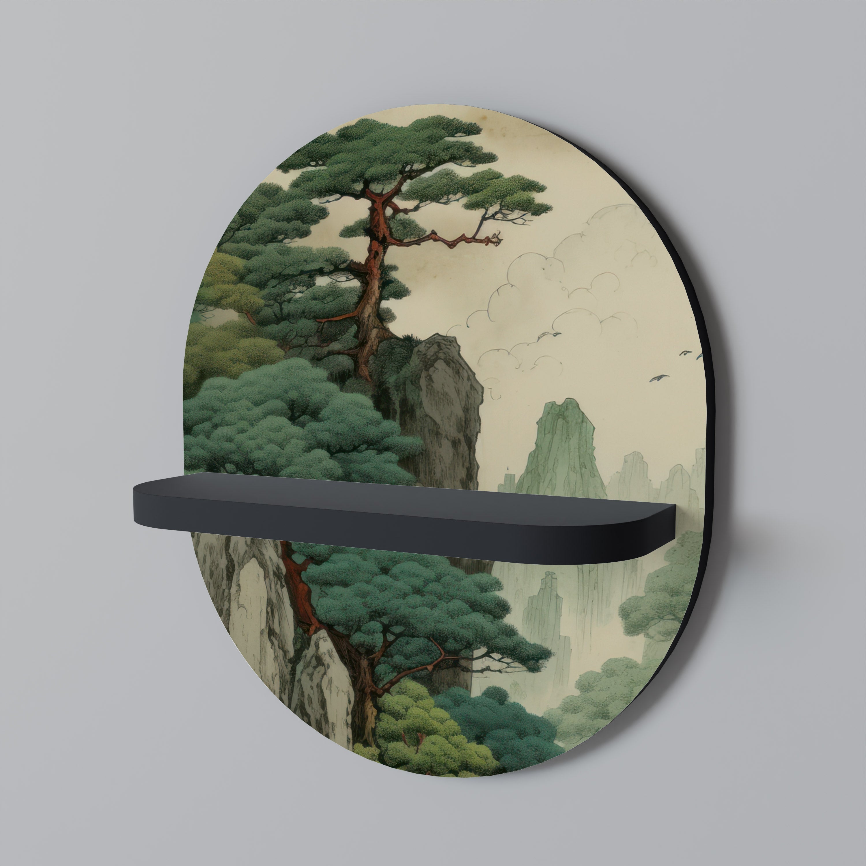 Étagère d'art ovale VERDURE ABYSS en finition noire