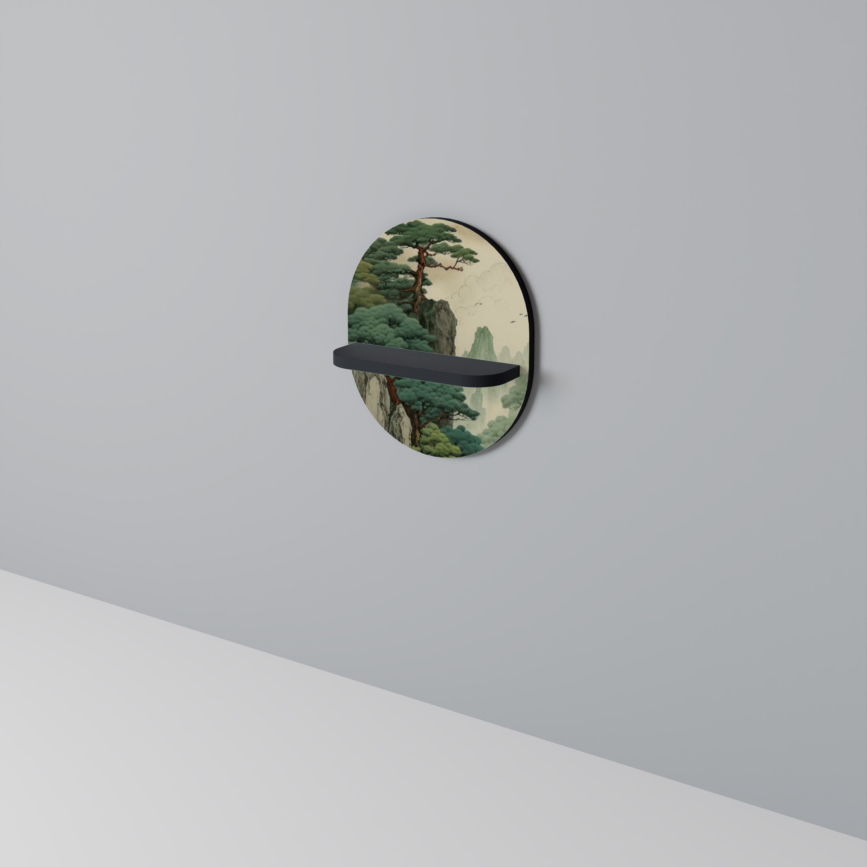 Étagère d'art ovale VERDURE ABYSS en finition noire