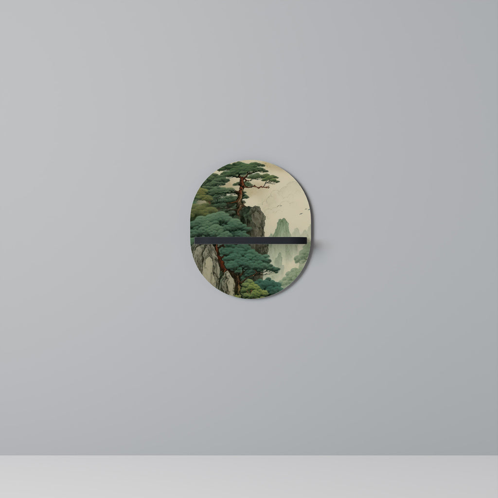 VERDURE ABYSS Oval Art Shelf In Black Finish