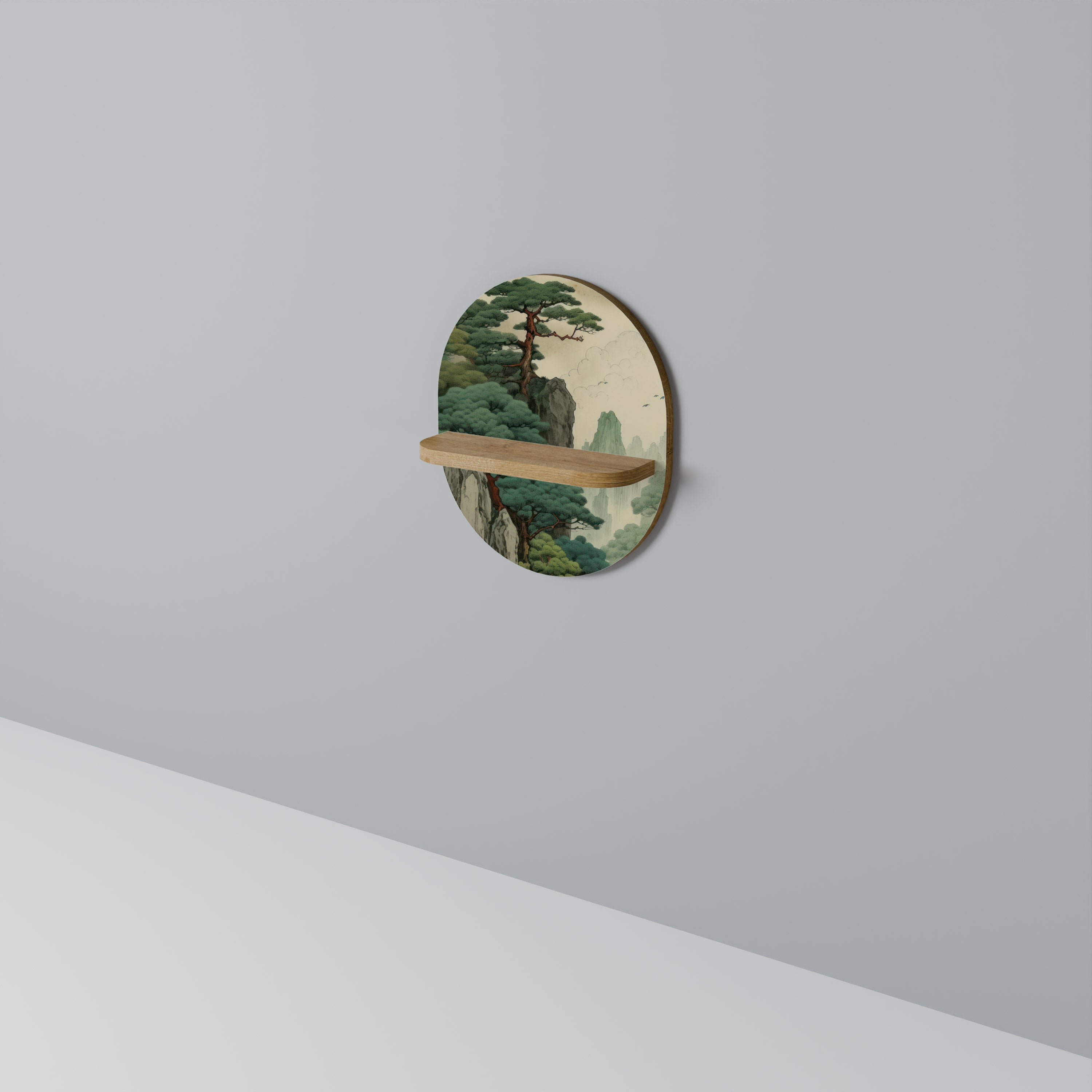 Étagère d'art ovale VERDURE ABYSS effet chêne