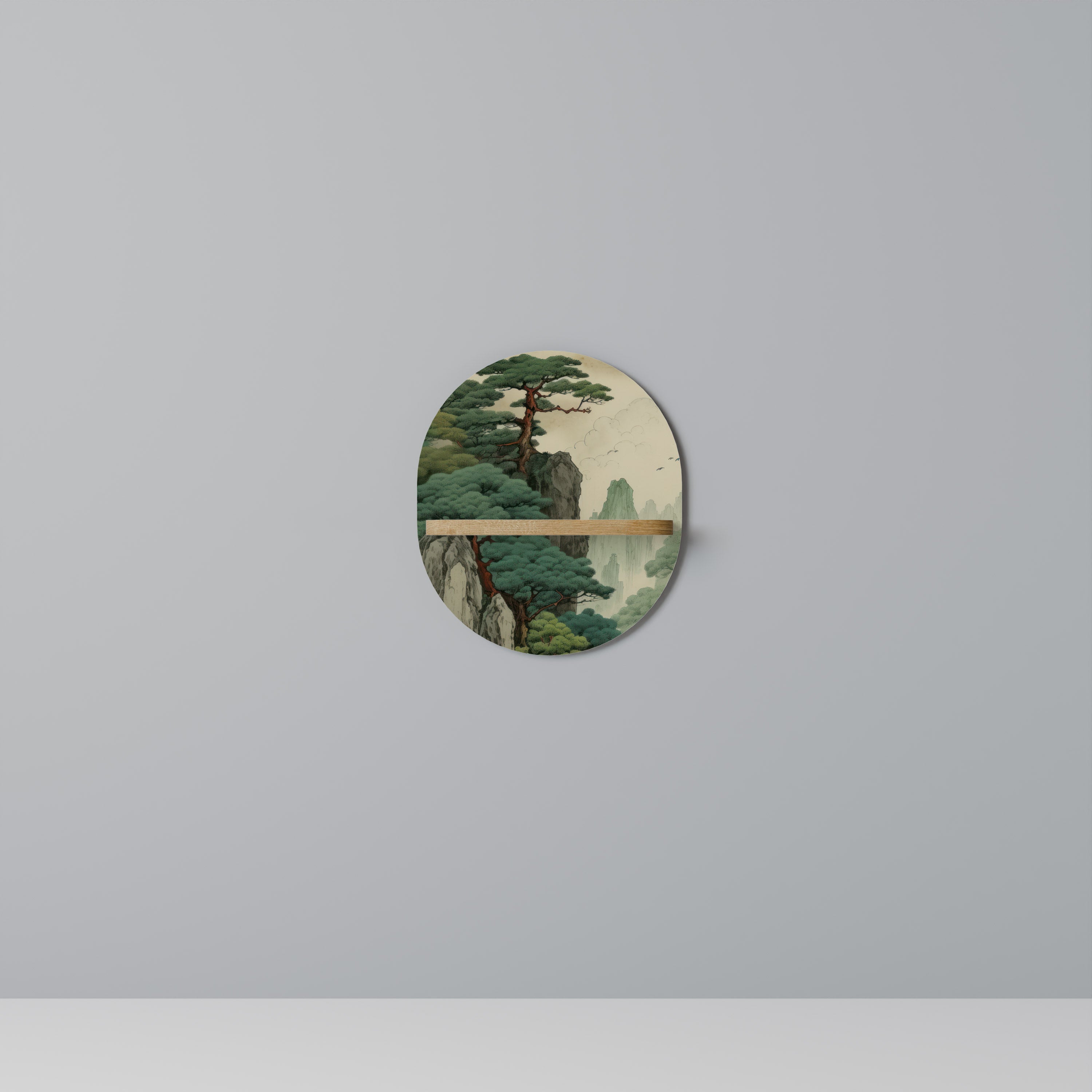 Étagère d'art ovale VERDURE ABYSS effet chêne