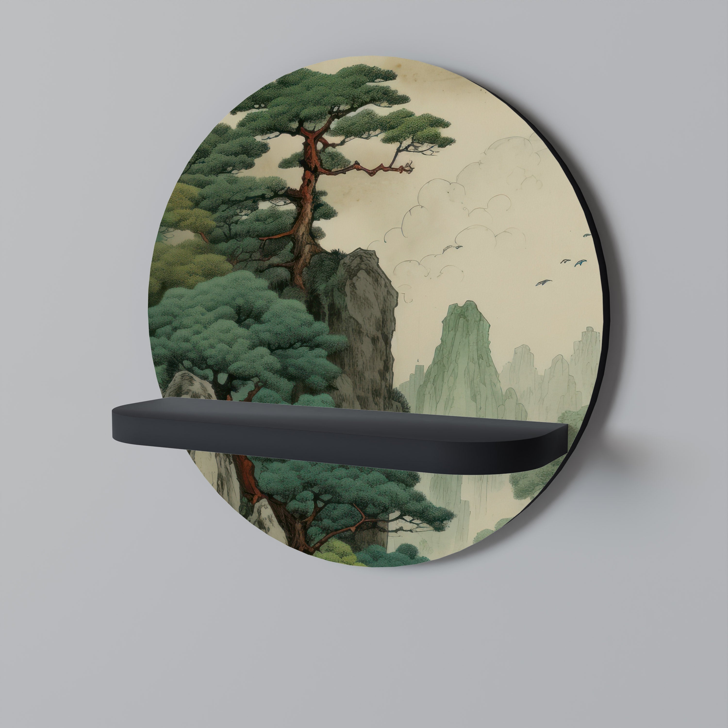 Étagère d'art ronde VERDURE ABYSS en finition noire