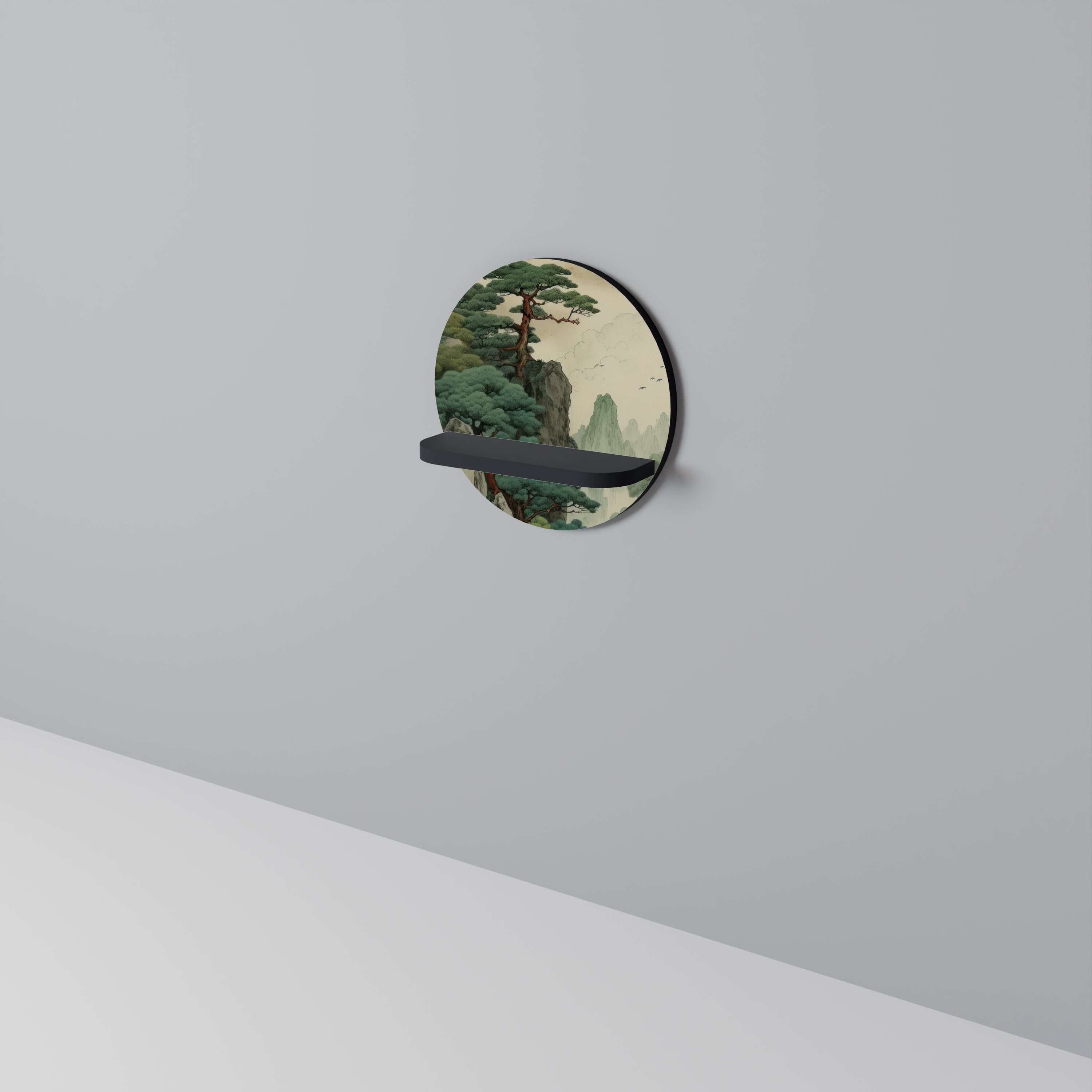 Étagère d'art ronde VERDURE ABYSS en finition noire