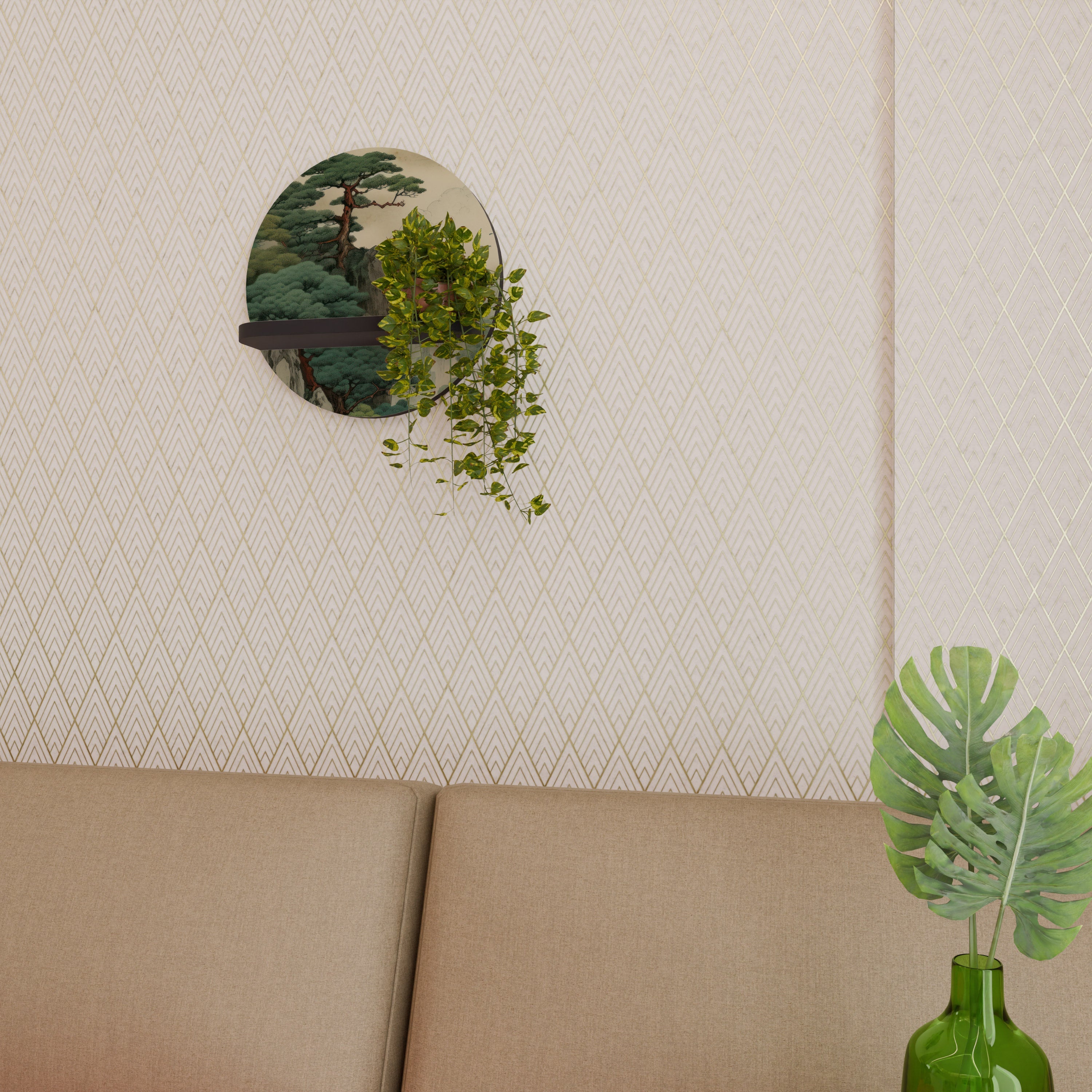 Étagère d'art ronde VERDURE ABYSS en finition noire