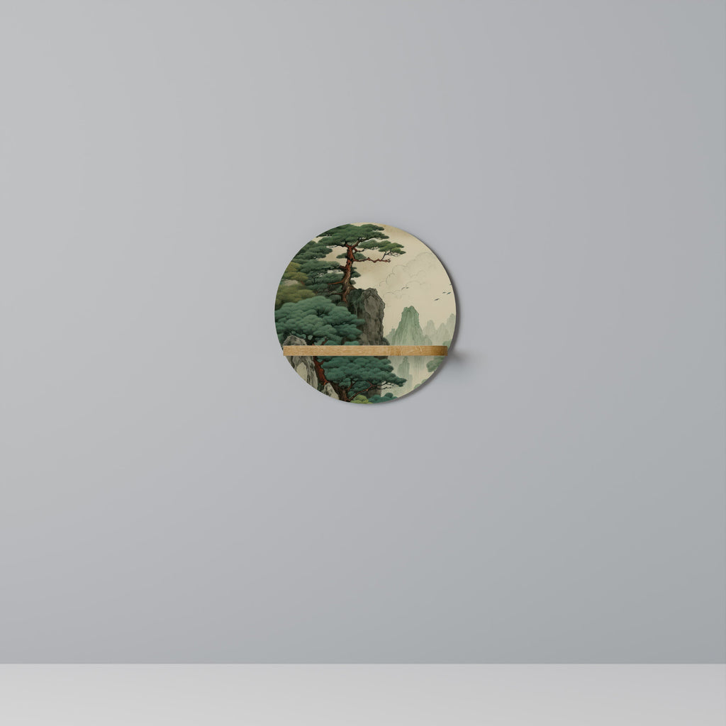 Étagère d'art ronde VERDURE ABYSS effet chêne