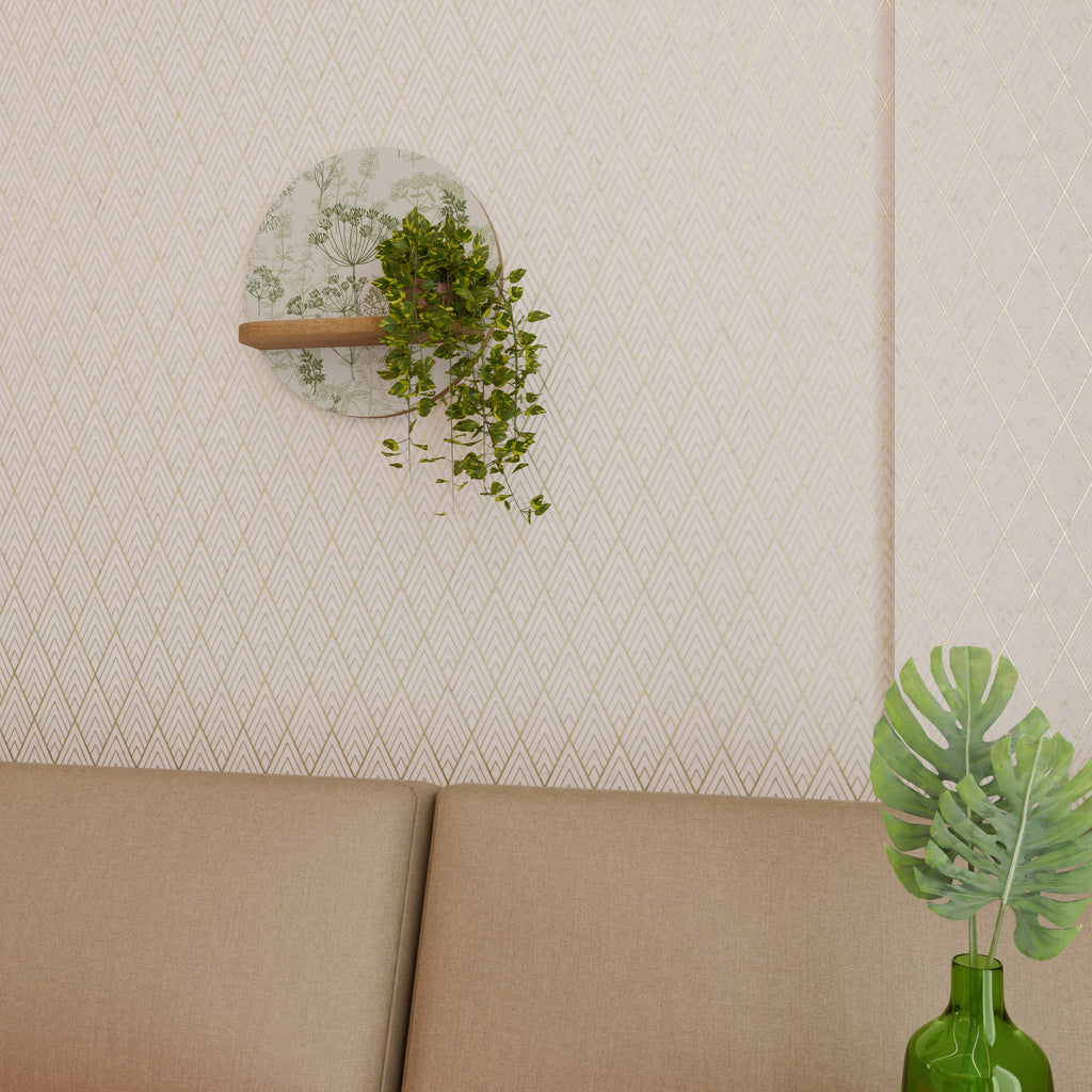 Étagère d'art ronde FENNEL BALDACHIN effet chêne