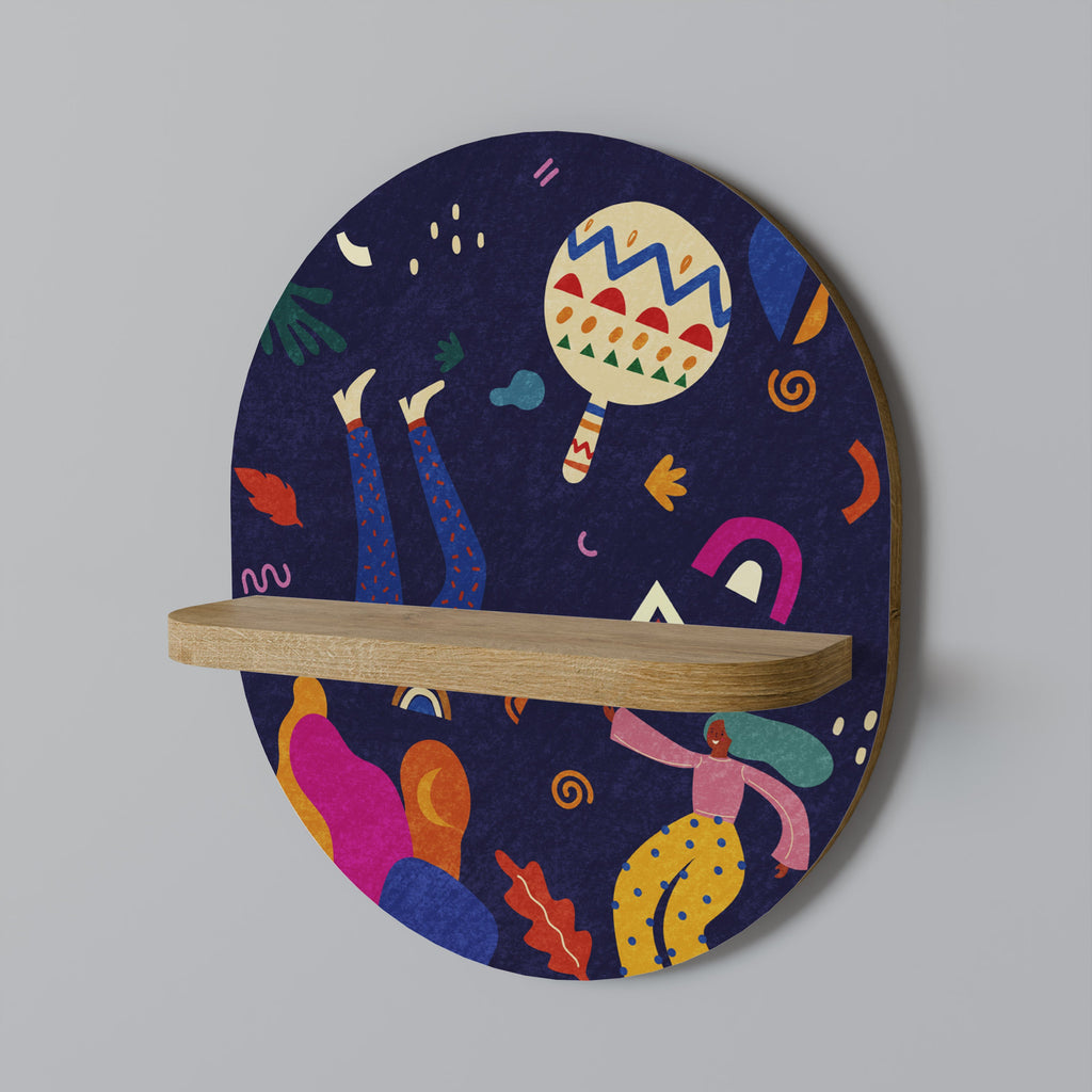 FESTIVE PLEASURES Oval Art Shelf In Oak Effect