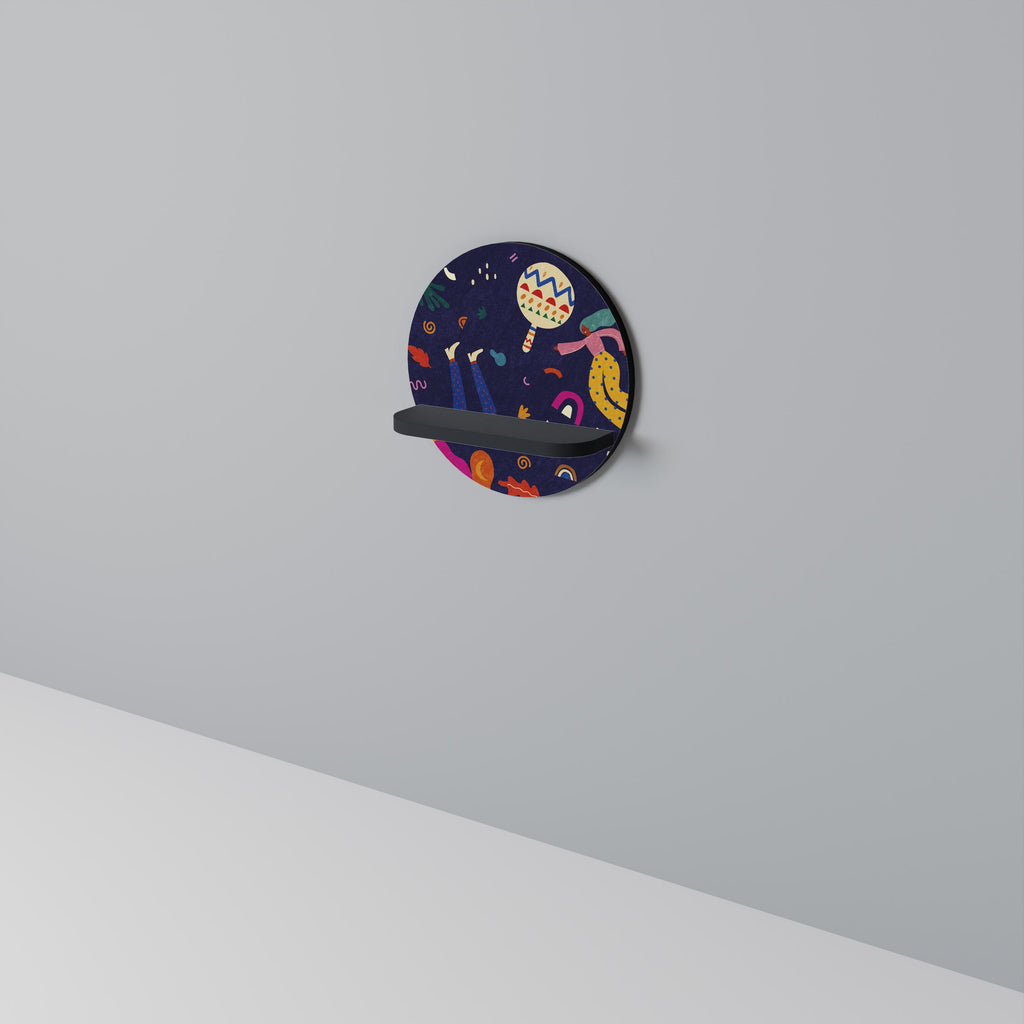 Étagère ronde FESTIVE PLEASURES en finition noire