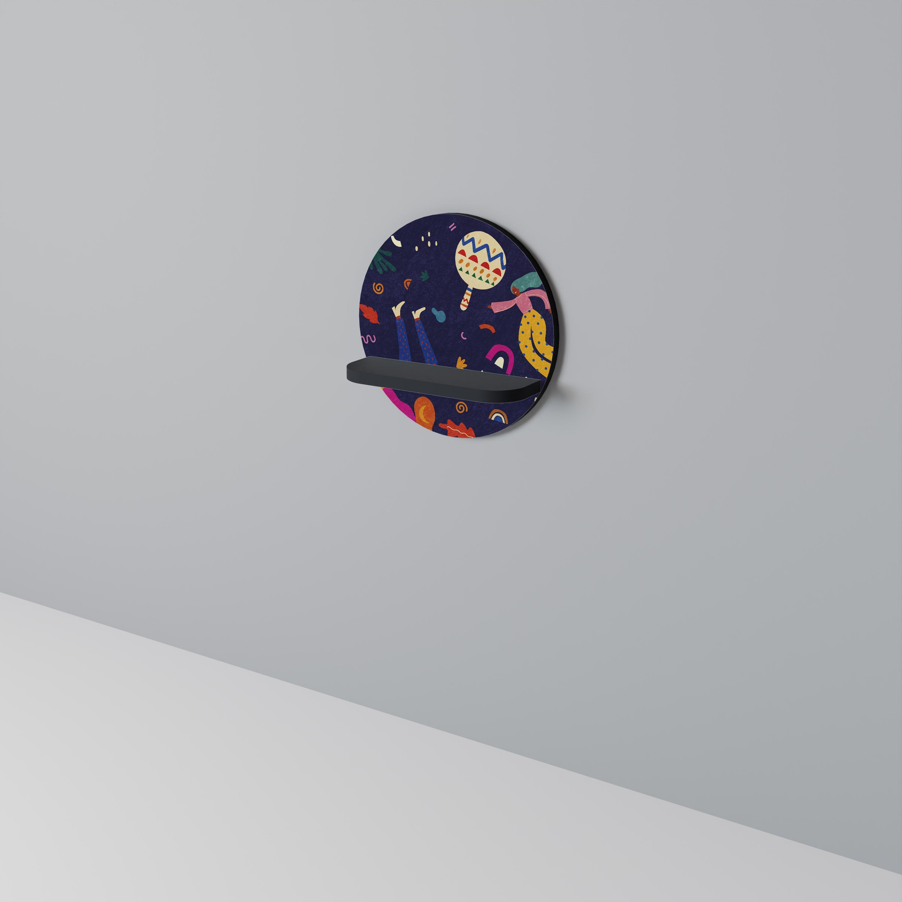 Étagère ronde FESTIVE PLEASURES en finition noire