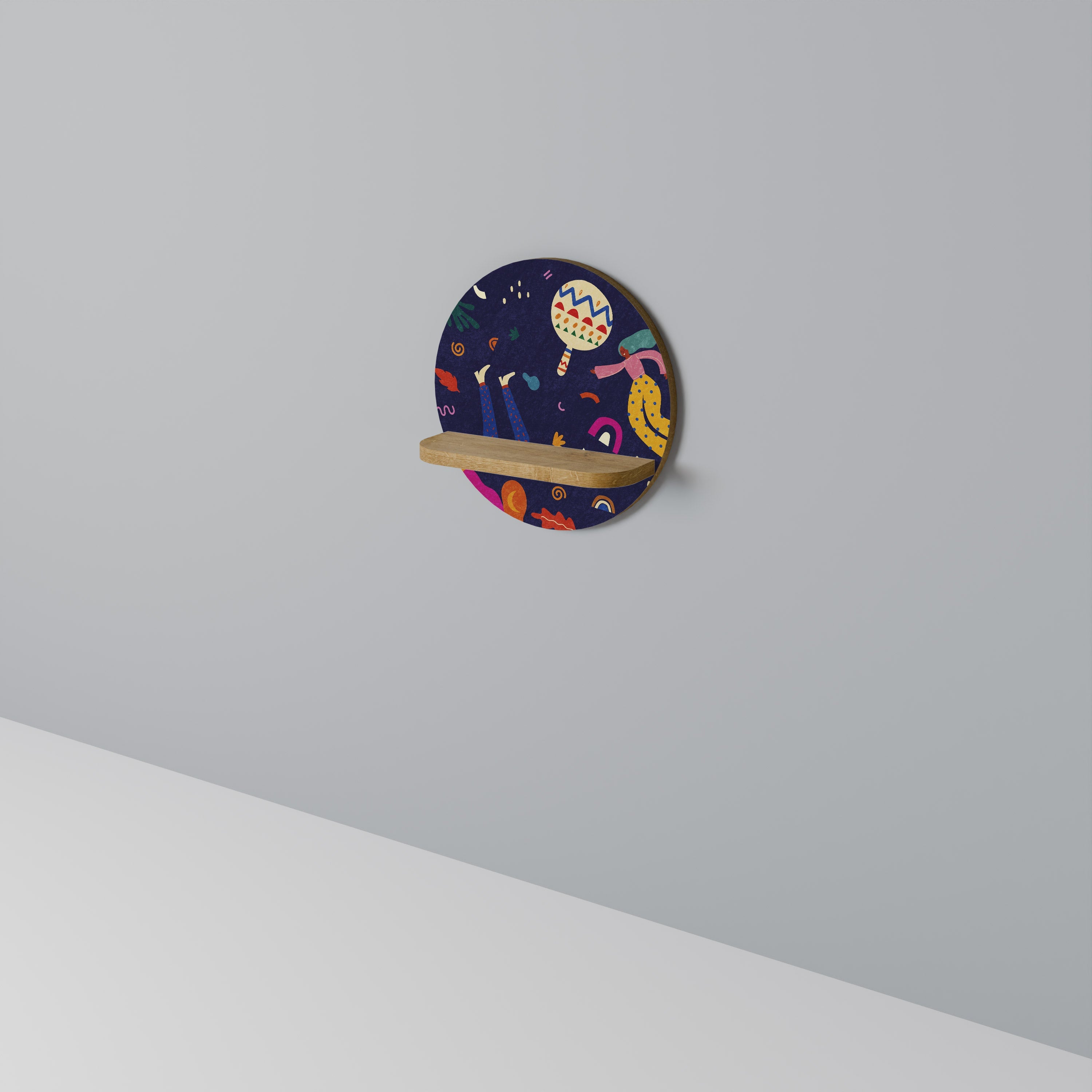 Étagère ronde effet chêne PLAISIRS FESTIFS