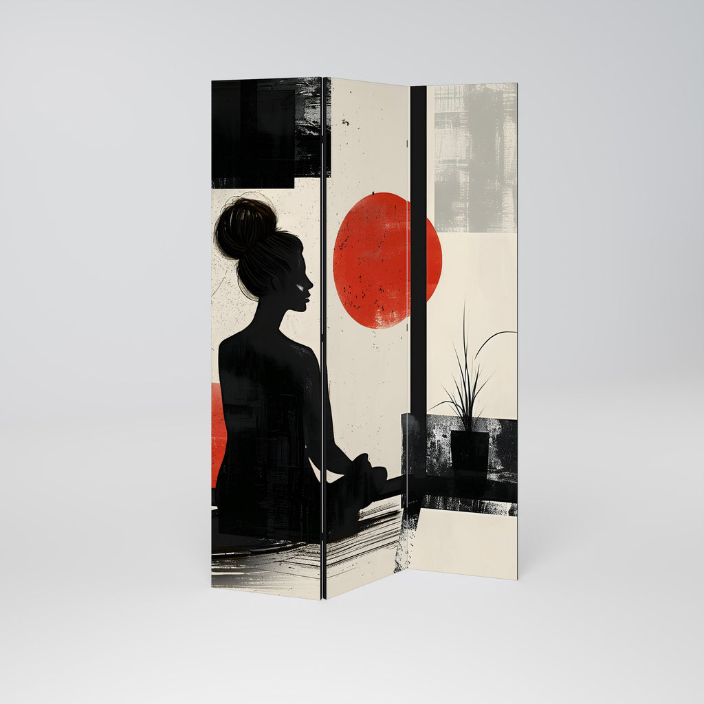 RED SUNSATION Decorative 3-Panel Room Divider