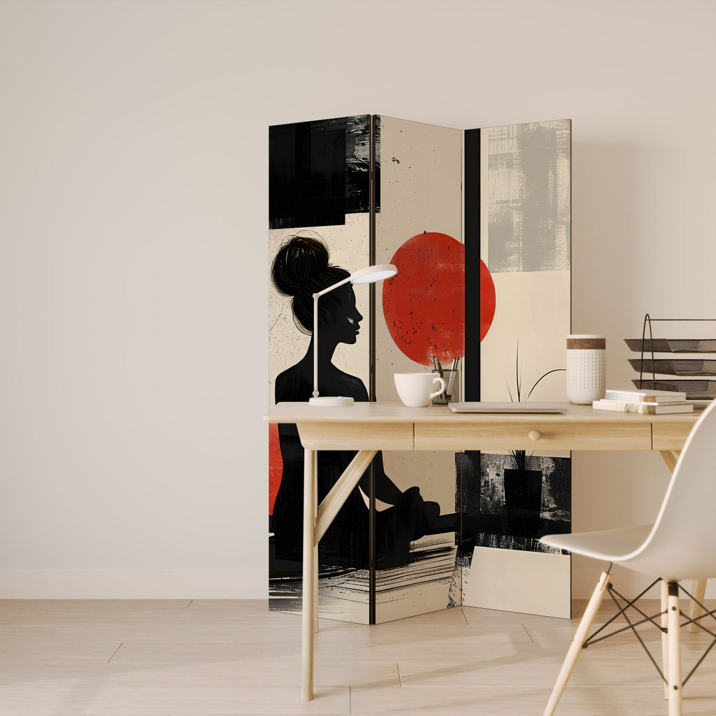 RED SUNSATION Decorative 3-Panel Room Divider