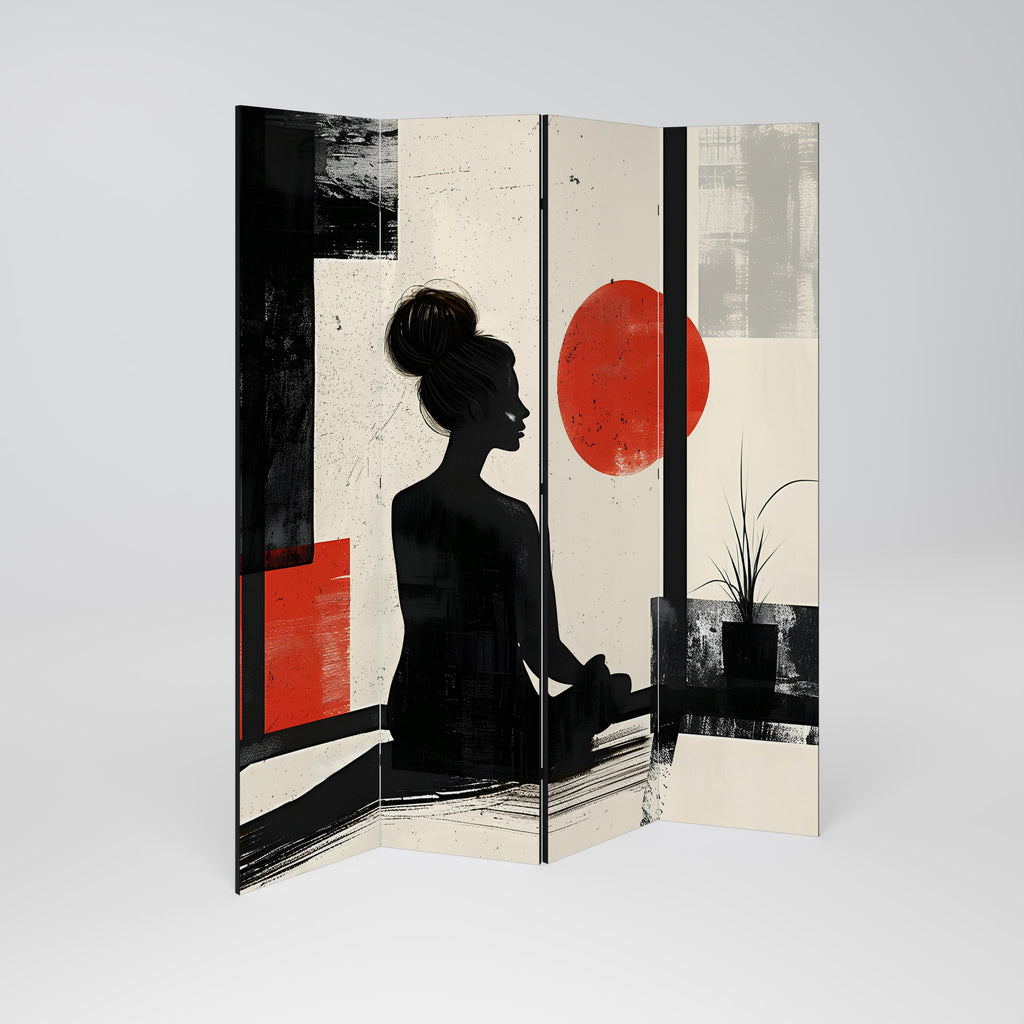 Paravent décoratif à 4 panneaux RED SUNSATION