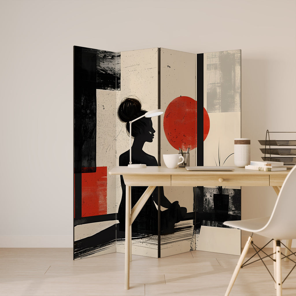 Paravent décoratif à 4 panneaux RED SUNSATION