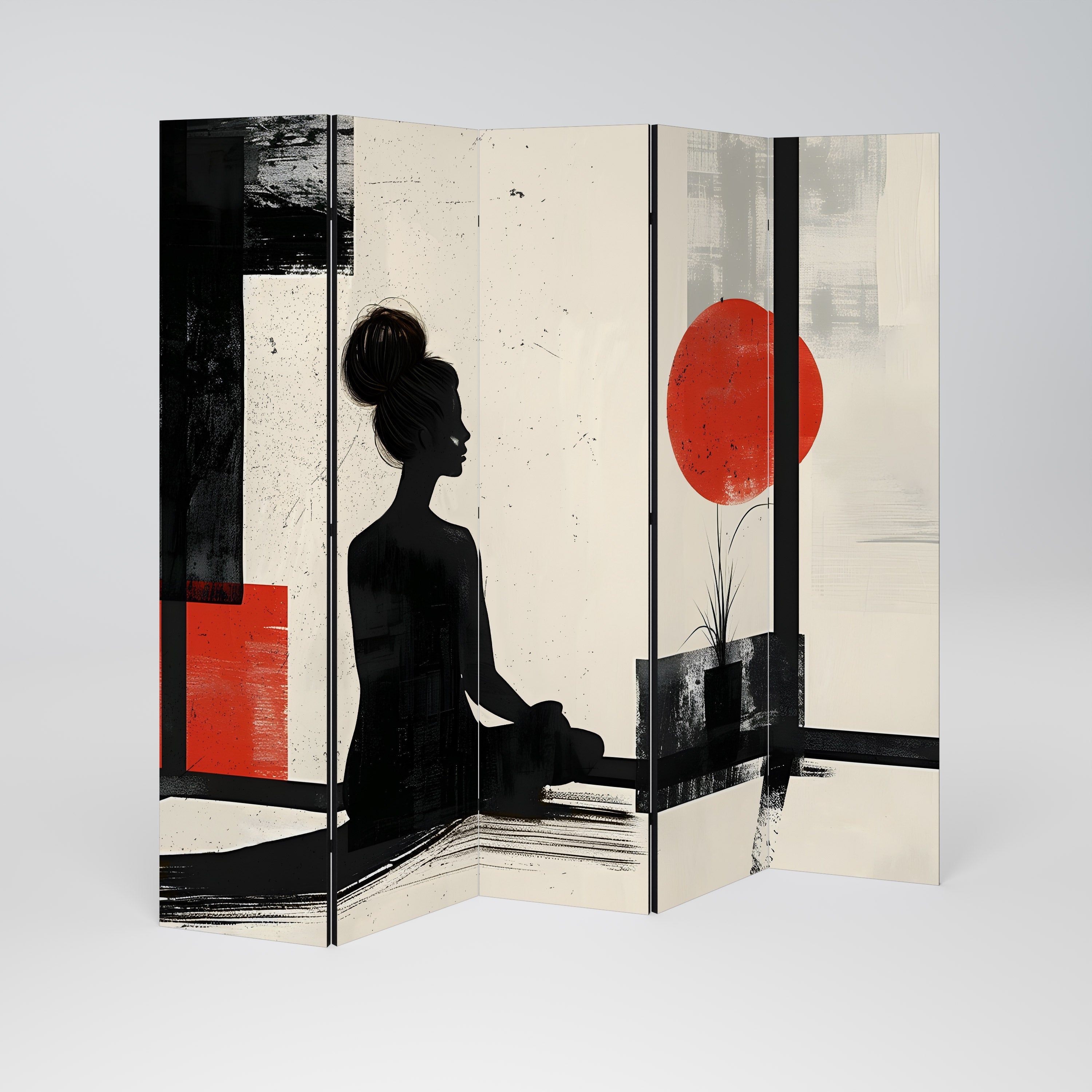 Paravent décoratif à 5 panneaux RED SUNSATION