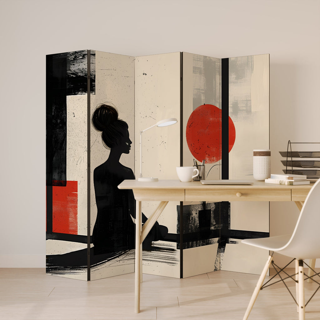 RED SUNSATION Decorative 5-Panel Room Divider